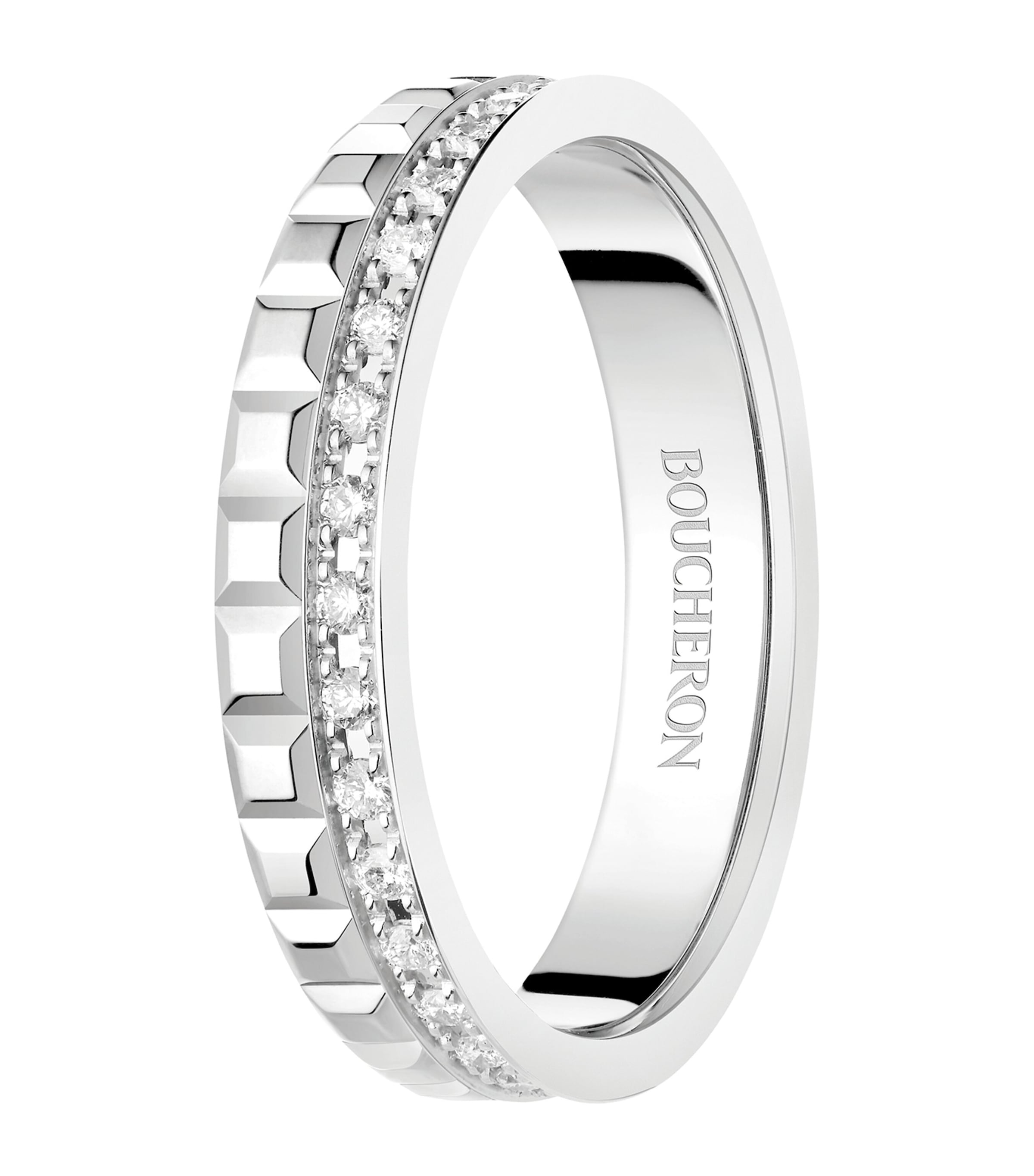 White Gold and Diamond Quatre Wedding Band WHITE Image 2