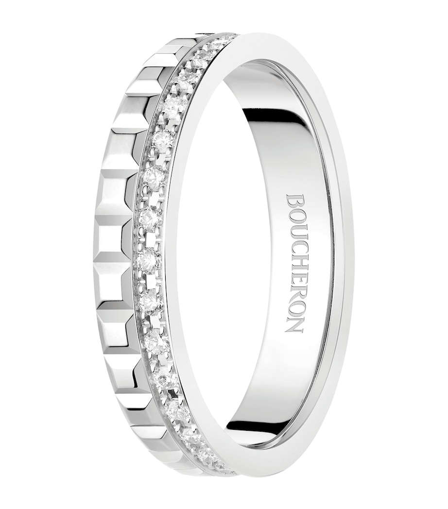 White Gold and Diamond Quatre Wedding Band WHITE Image 2