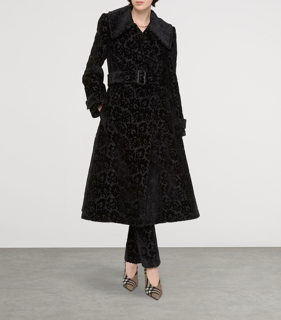 Silk-Blend Velvet Tailored Coat BLACK IP PATTERN Image 3
