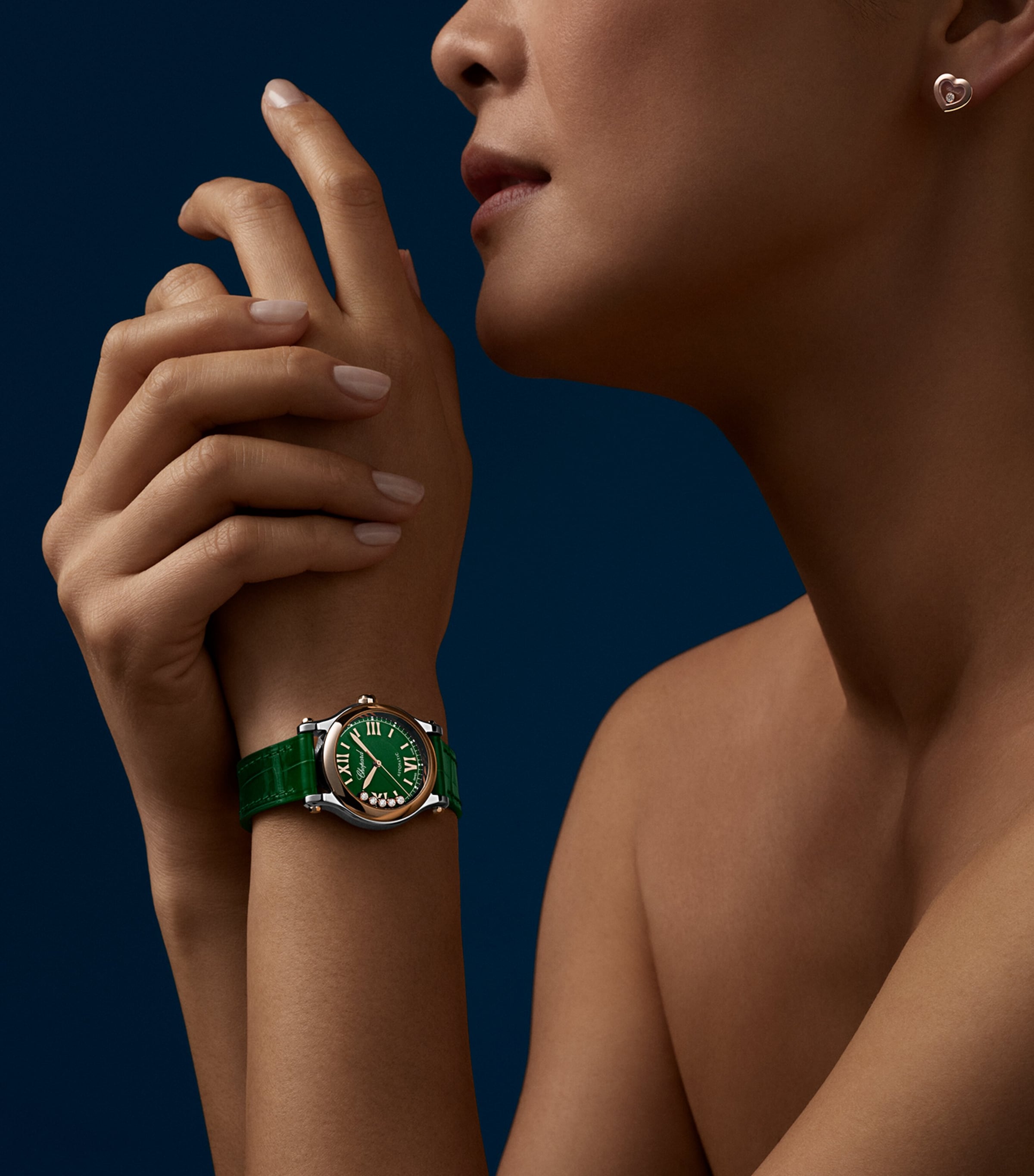 Rose Gold, Steel and Diamond Happy Sport  Watch 30mm ROSE GOLD/STAINLESS Image 4