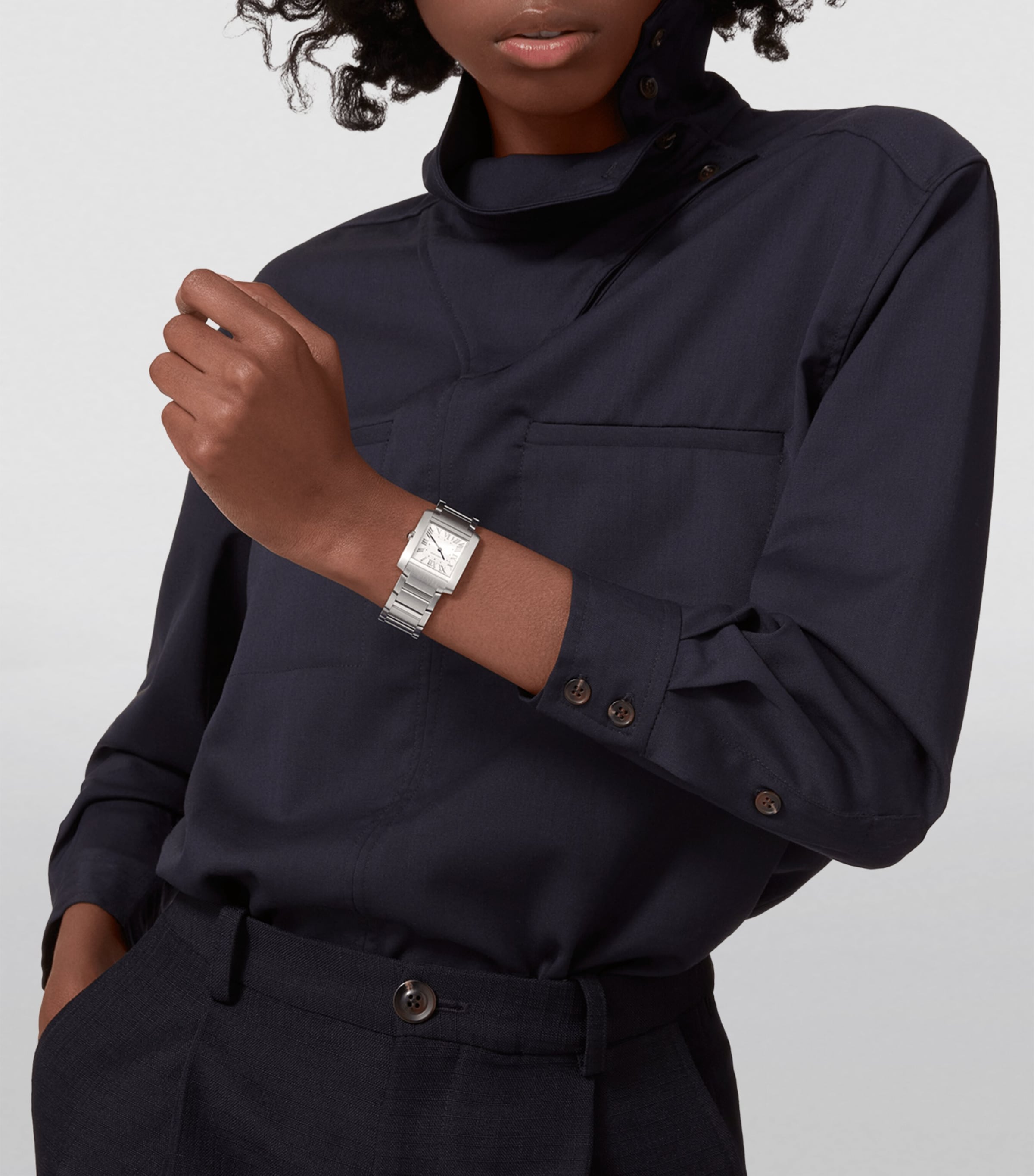 Medium Stainless Steel Tank Française Watch 27mm SILVER Image 9