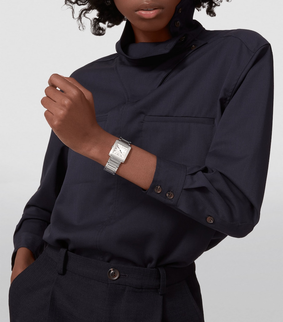 Medium Stainless Steel Tank Française Watch 27mm SILVER Image 9