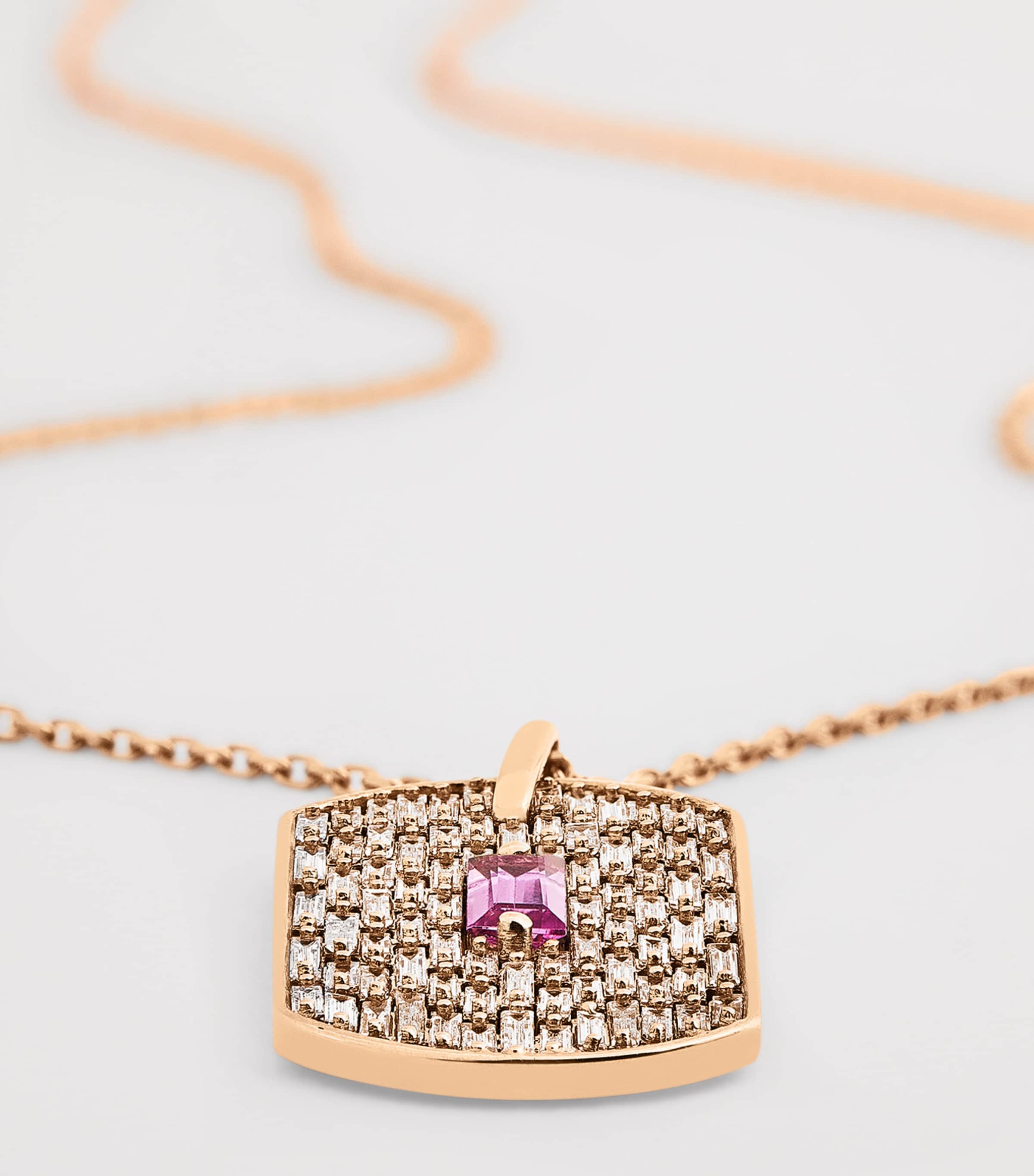 Rose Gold, Diamond and Sapphire Dog Tag Infinite Necklace 18K RG/P Image 5