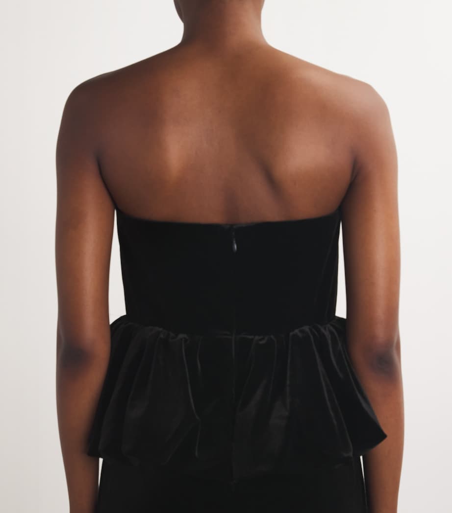 Self-Portrait Womens Velvet Peplum Maxi Dress Black Image 4