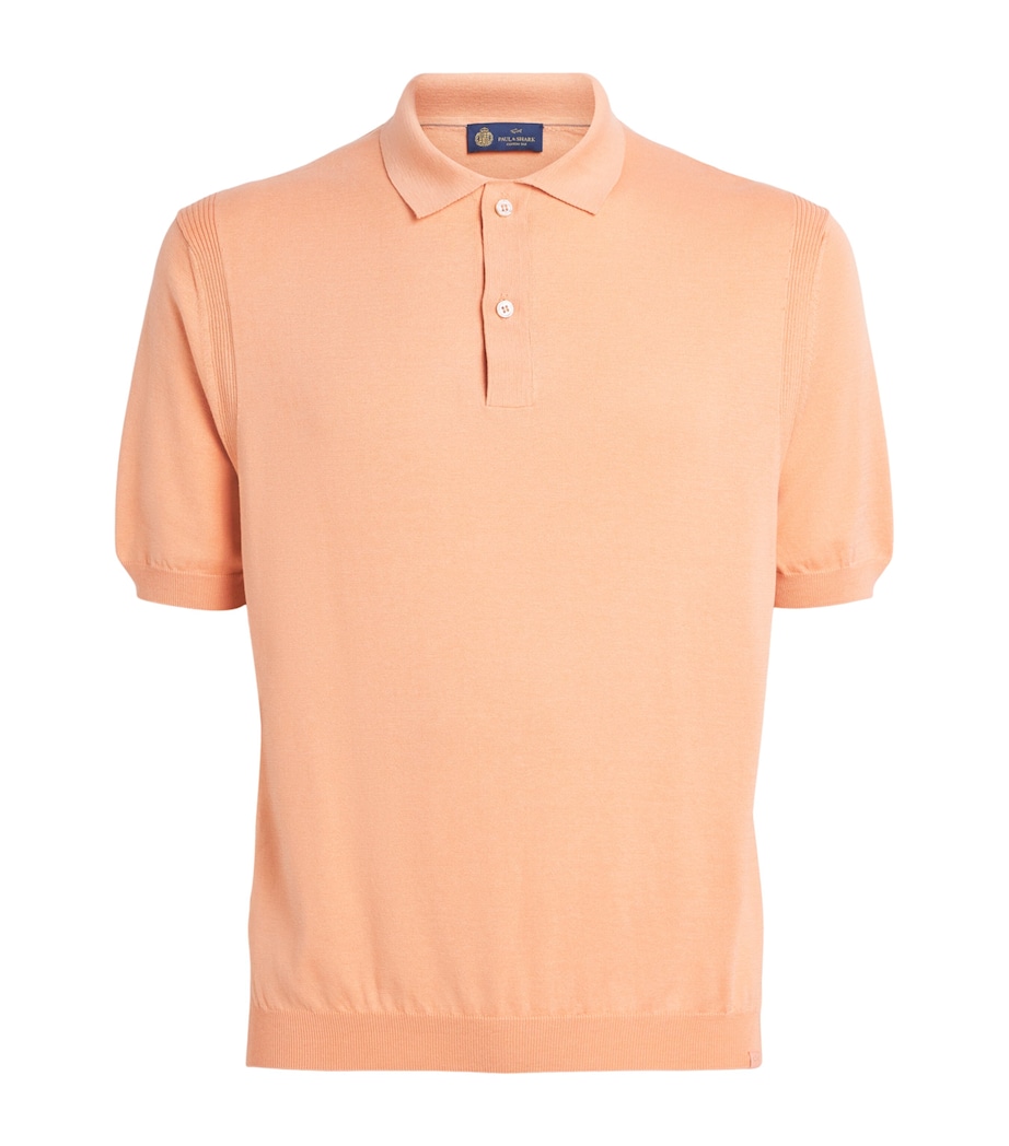 Paul & Shark Mens Silk-Cotton Polo Shirt Apricot Wash Image 1