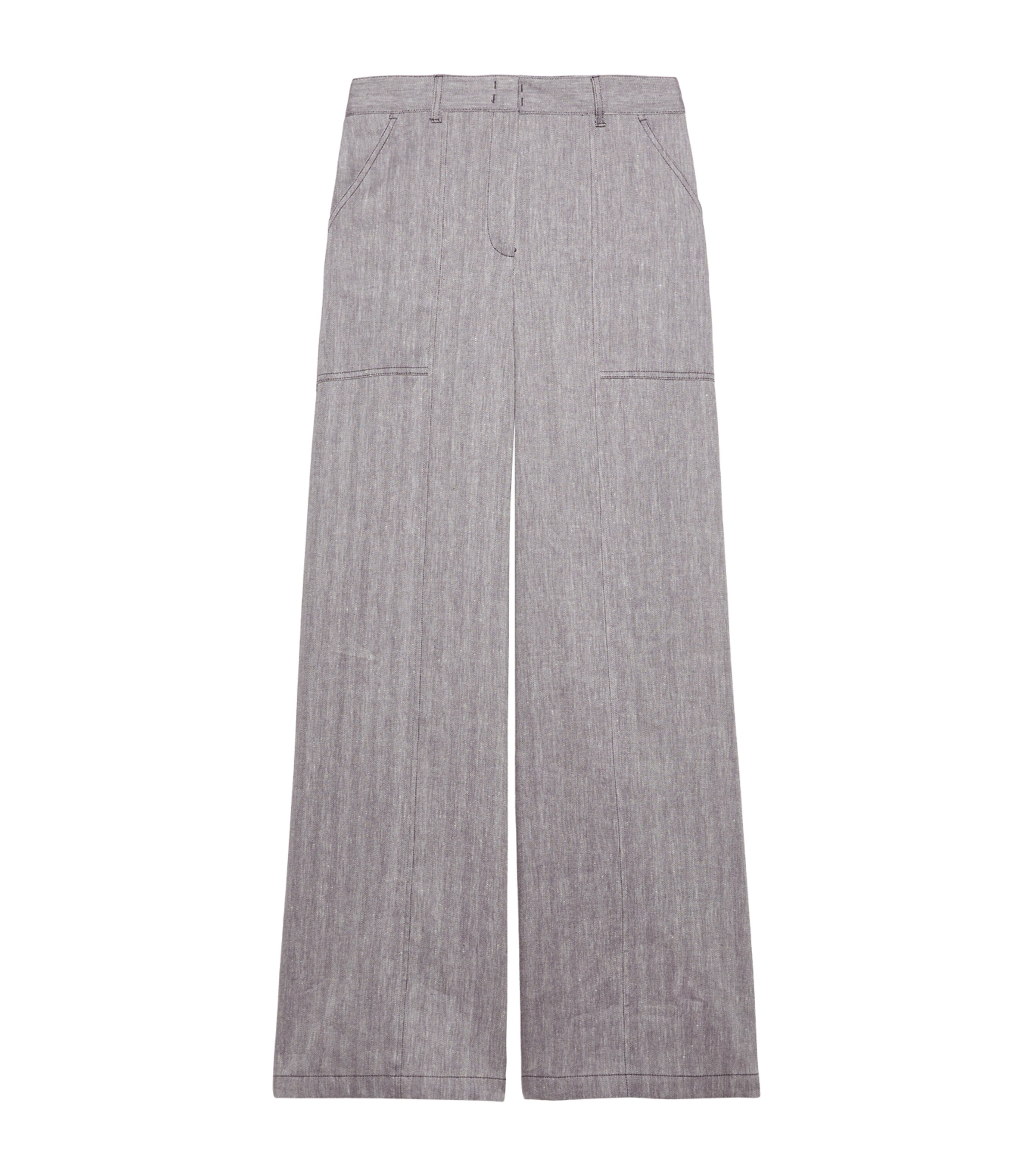 MAX&Co. Womens Linen-Cotton-Blend Chevron Trousers Aubergine Image 1