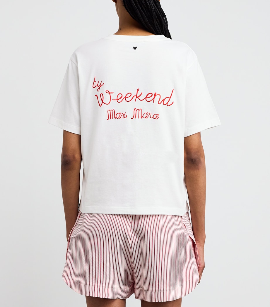 Cotton Embroidered T-Shirt WHITE Image 4