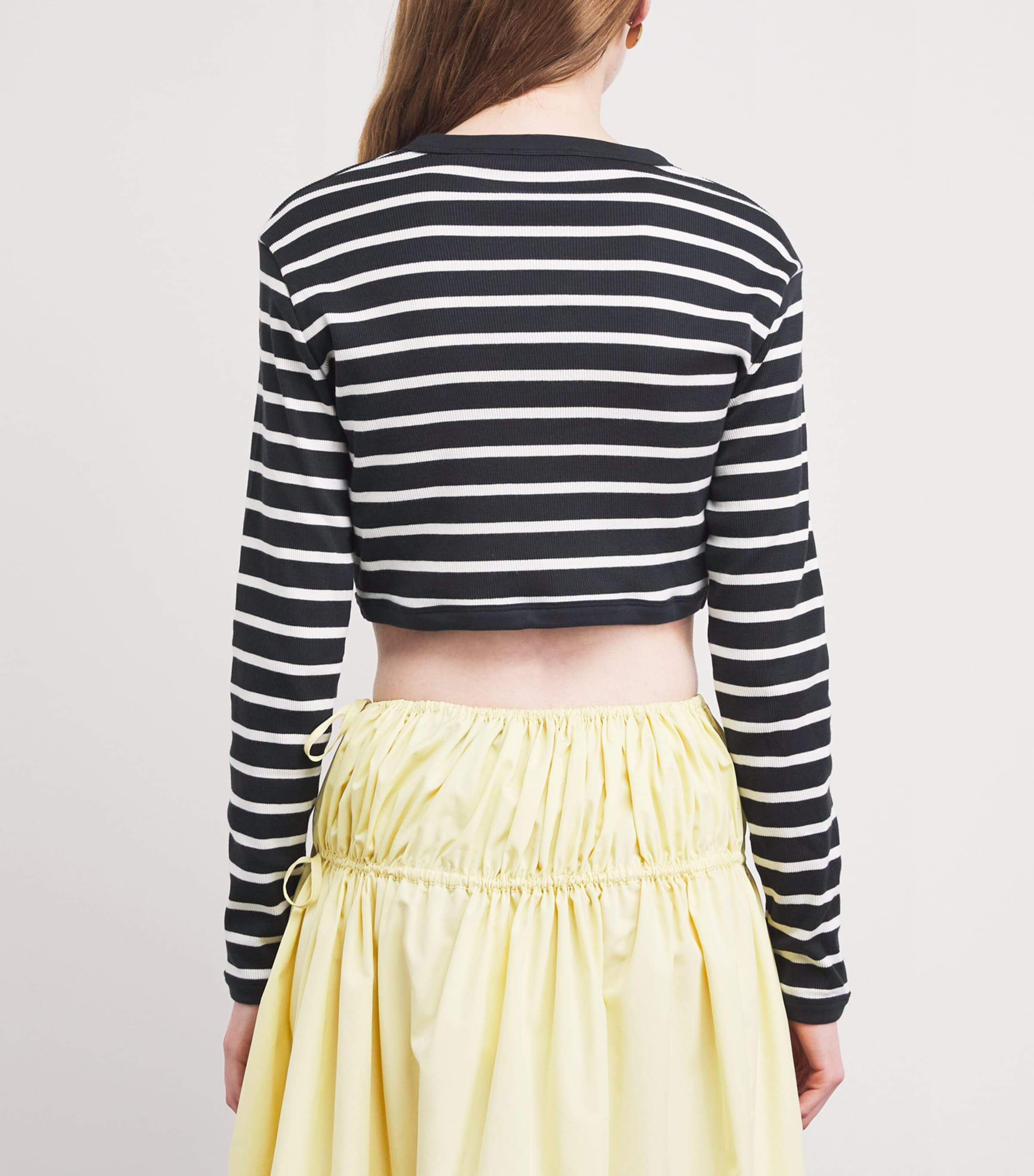 Sandro Paris Womens Cotton Stripe Crop Top Marine / Blanc Image 5