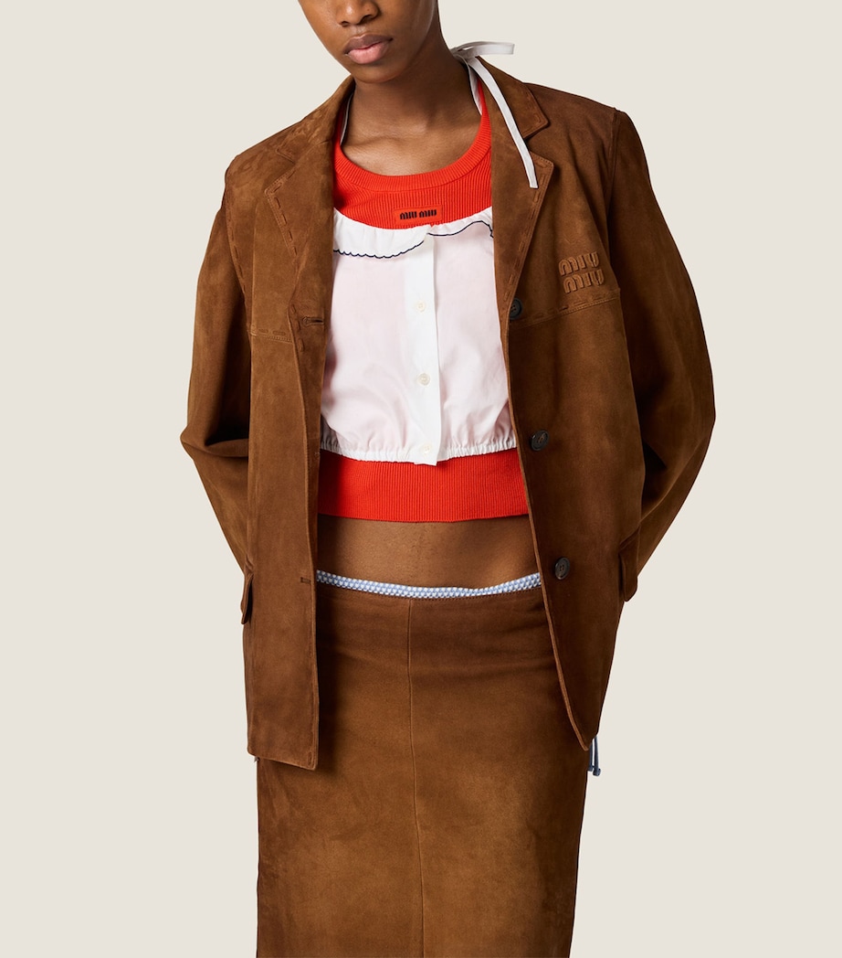 Miu Miu Womens Ribbed Cropped Sweater Orange Image 5