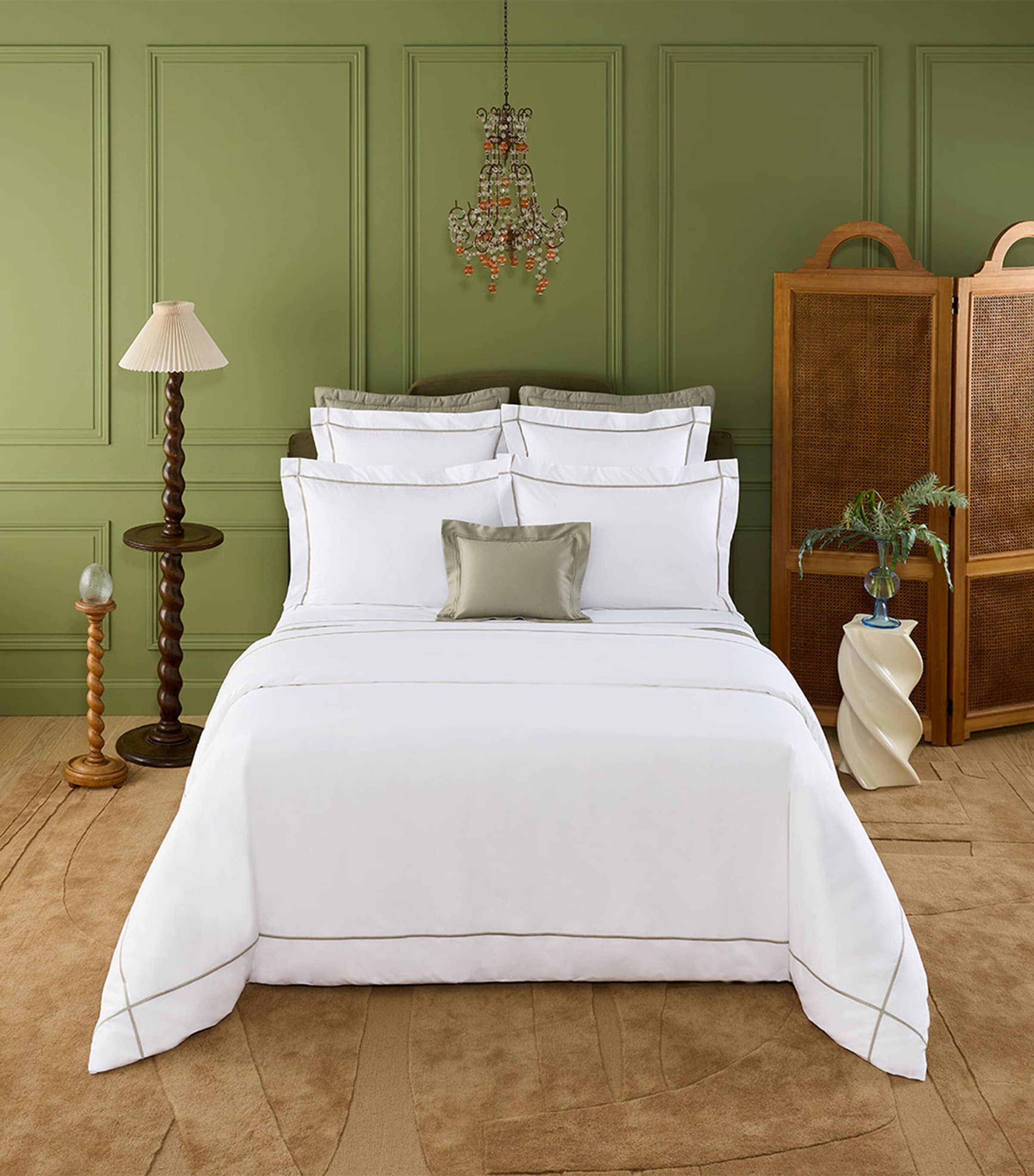 Yves Delorme Athena Kaki Double Flat Sheet (240cm x 295cm) Kaki Image 1