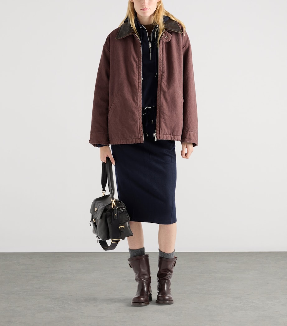 Cotton Canvas Leather-Trim Caban Jacket F0403 Image 2