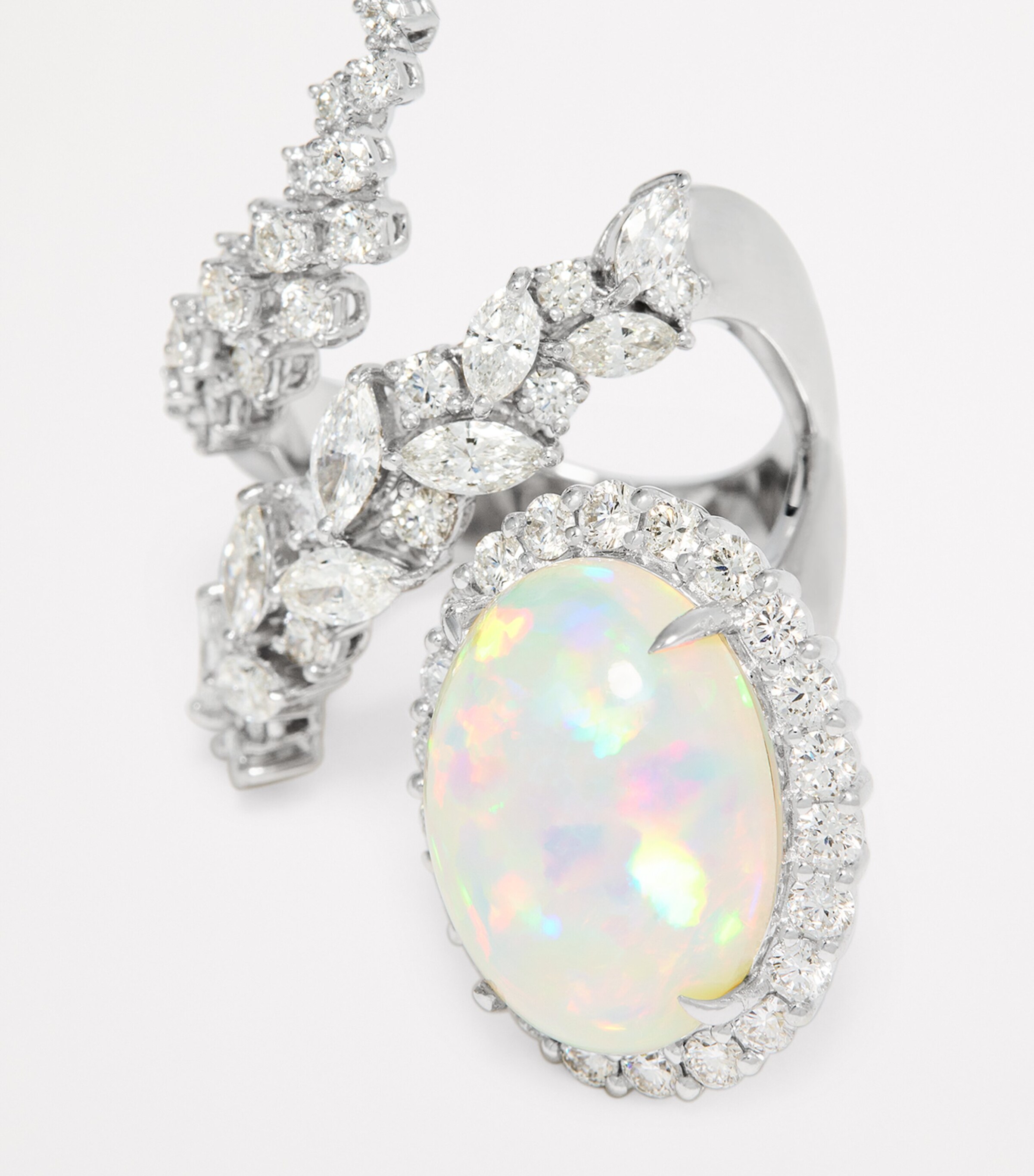 Yeprem White Gold, Diamond and Opal Ring (Size 52) White Gold Image 6