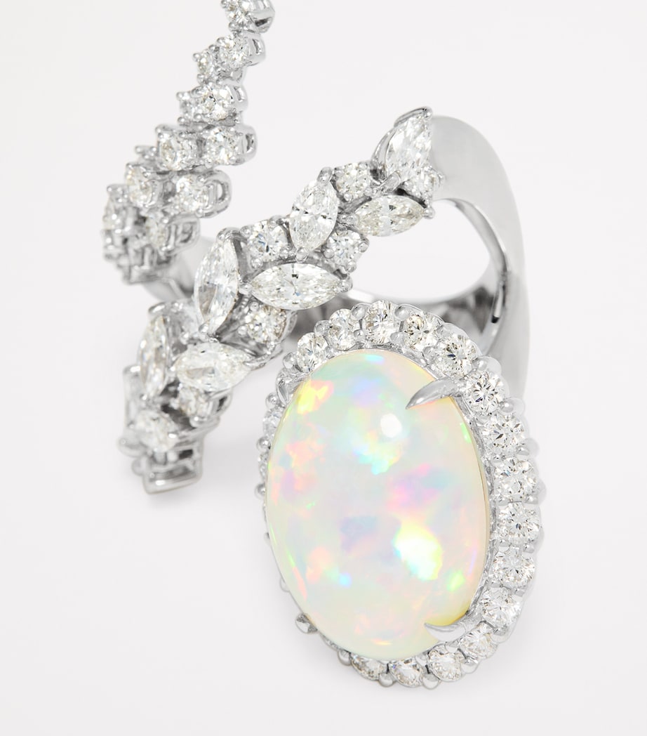 Yeprem White Gold, Diamond and Opal Ring (Size 52) White Gold Image 6