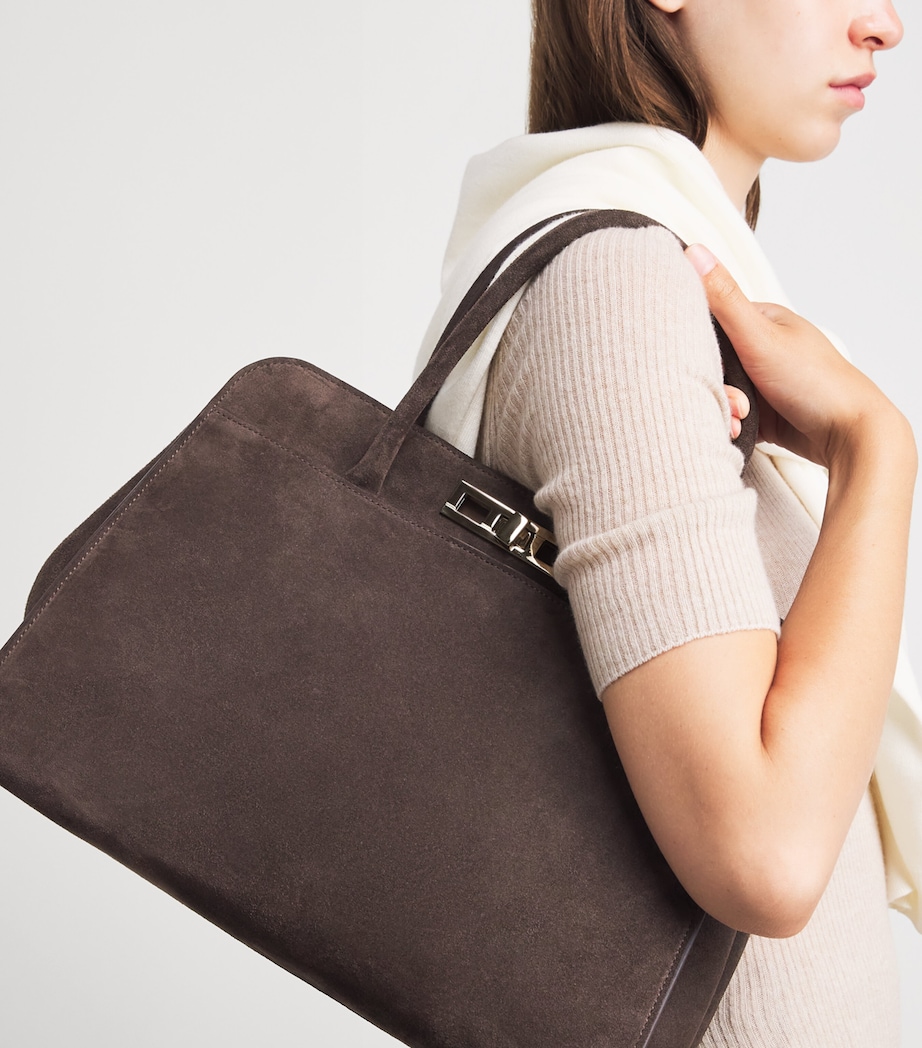 Fabiana Filippi Large Suede Josephine Top-Handle Bag Ebano Image 2