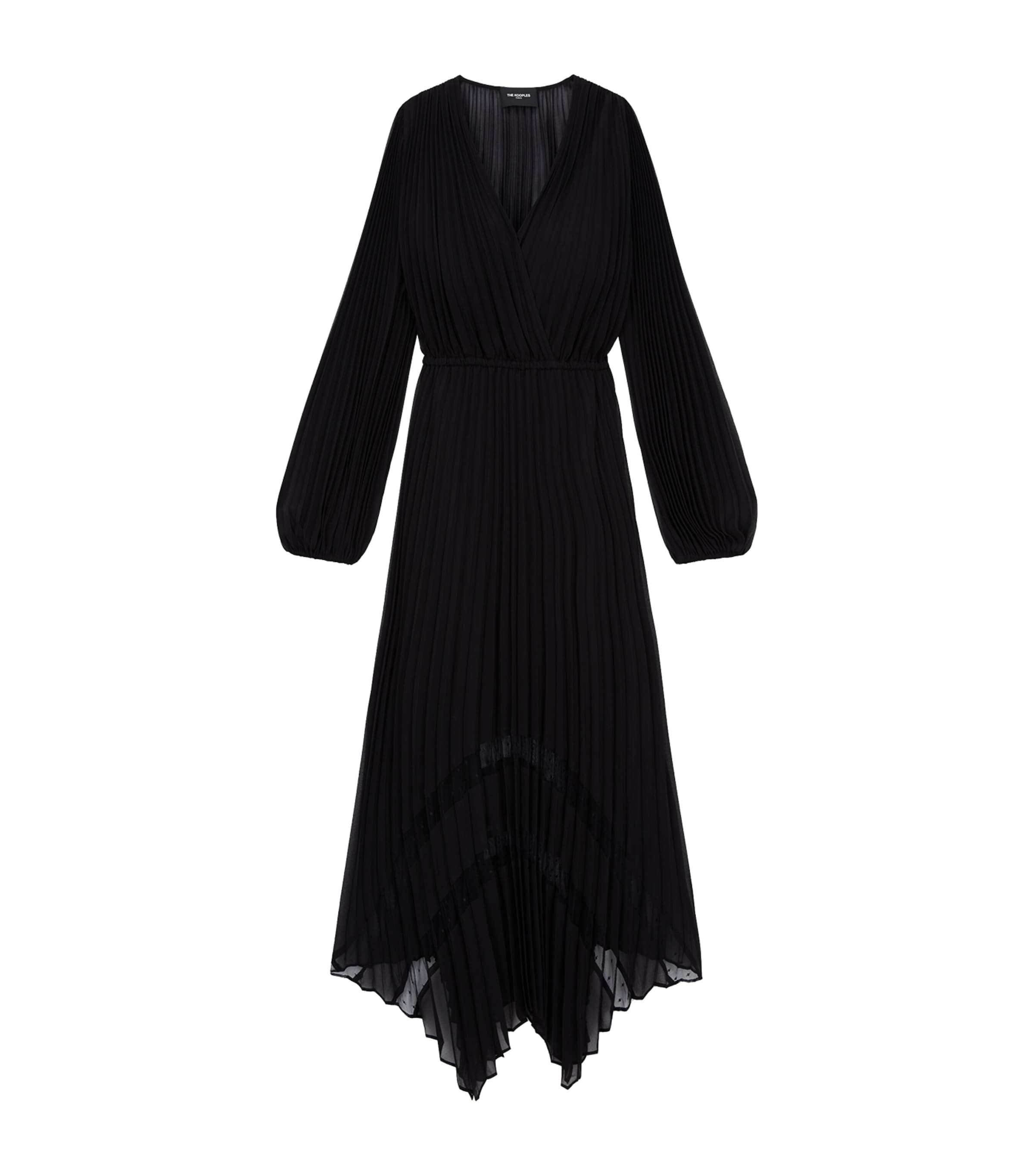 Shop The Kooples Plissé Pleated Midi Dress In Black