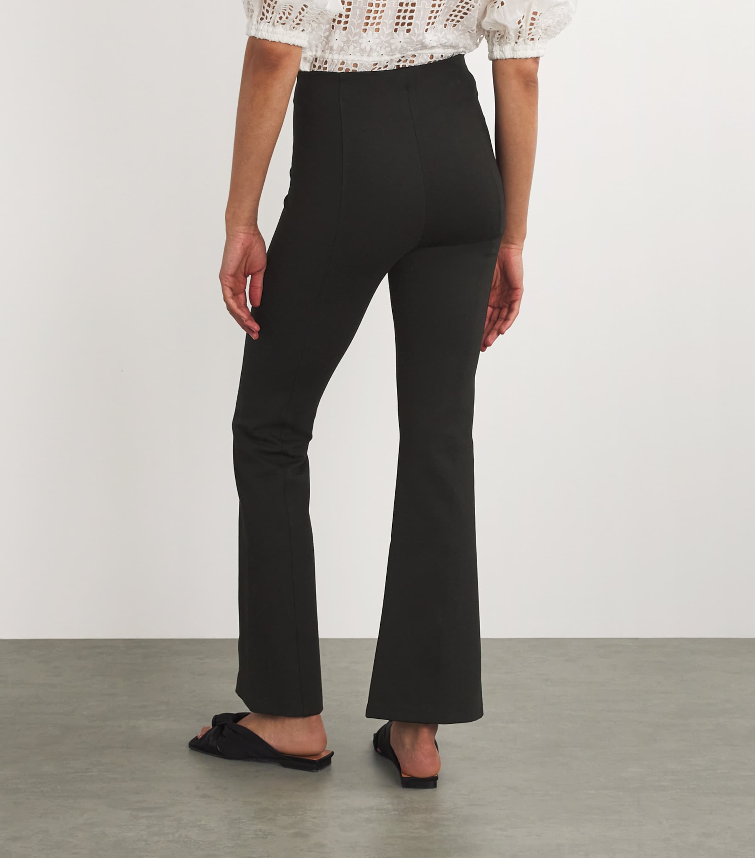 Flared Split-Hem Trousers BLACK Image 4
