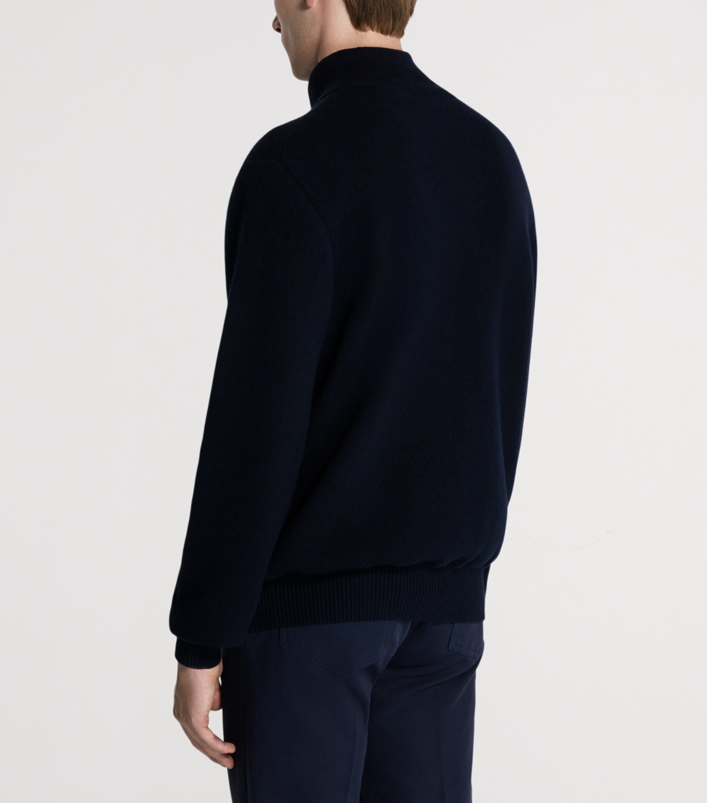 Dunhill Mens Cotton-Cashmere Athluxury Bomber Jacket Navy Image 3
