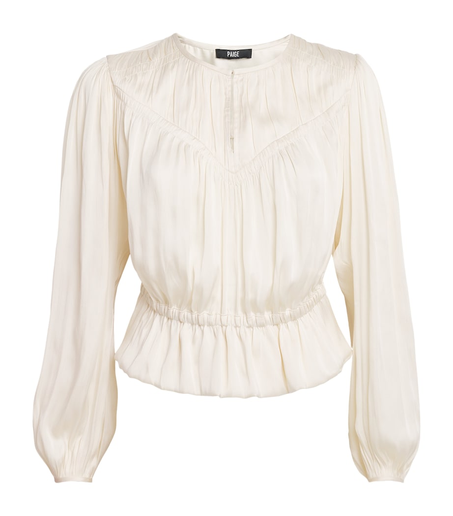 PAIGE Womens Eco Satin Gansevoort Blouse Antique White Image 1