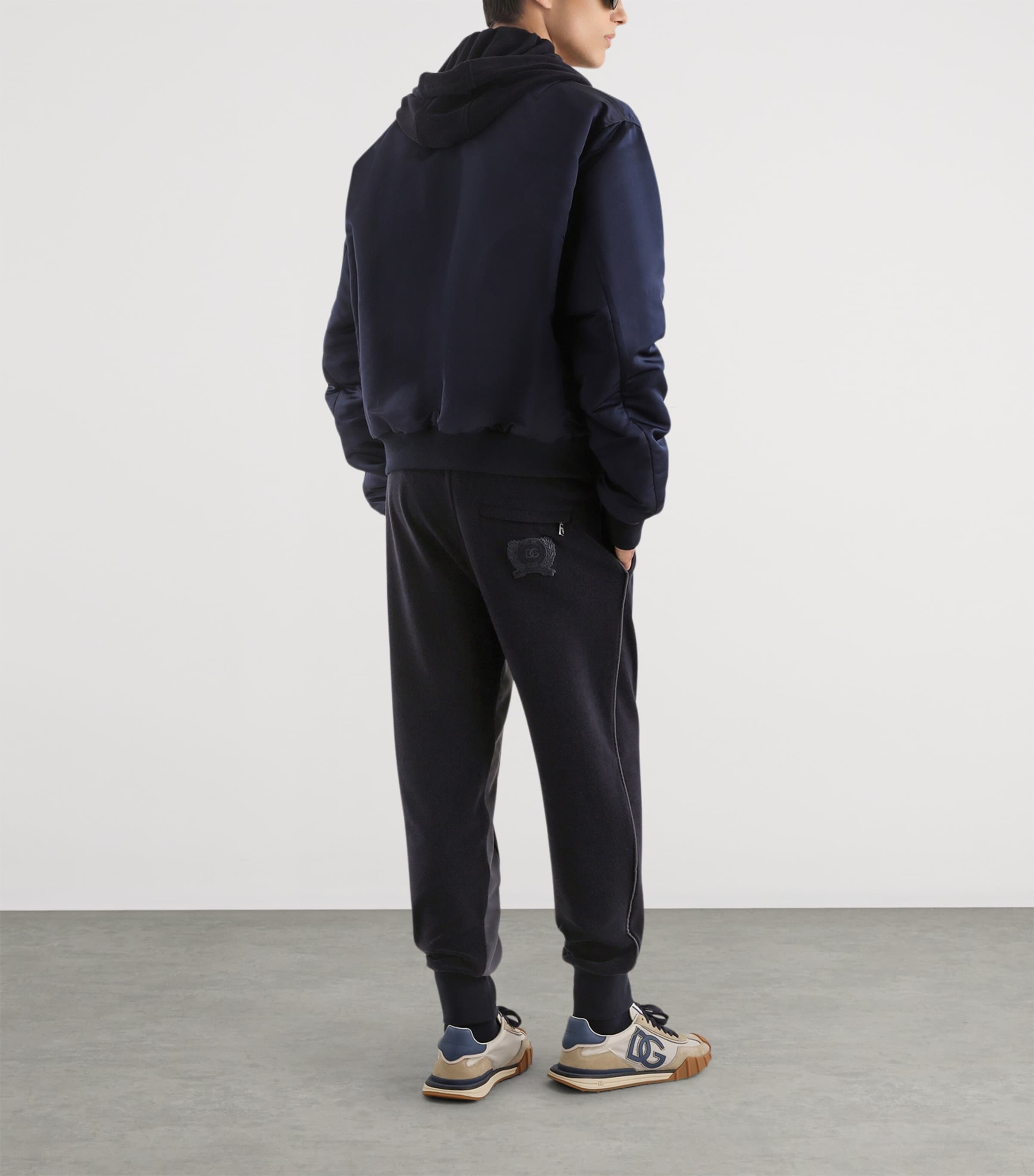 Dolce&Gabbana Mens Silk Duchesse Bomber Jacket Very Dark Blue Image 3