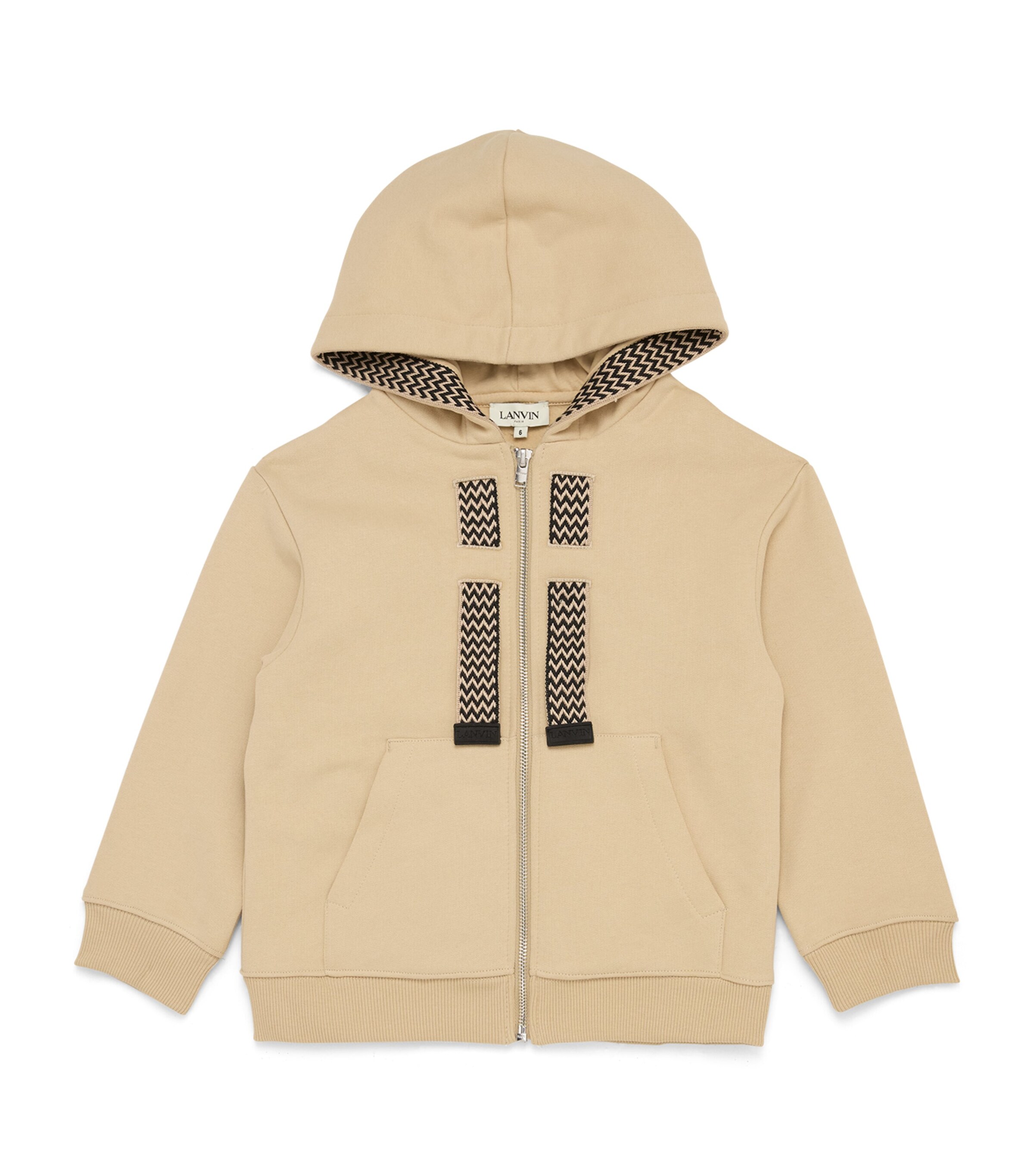 Lanvin Enfant Logo-embroidered Zip-up Hoodie In Beige
