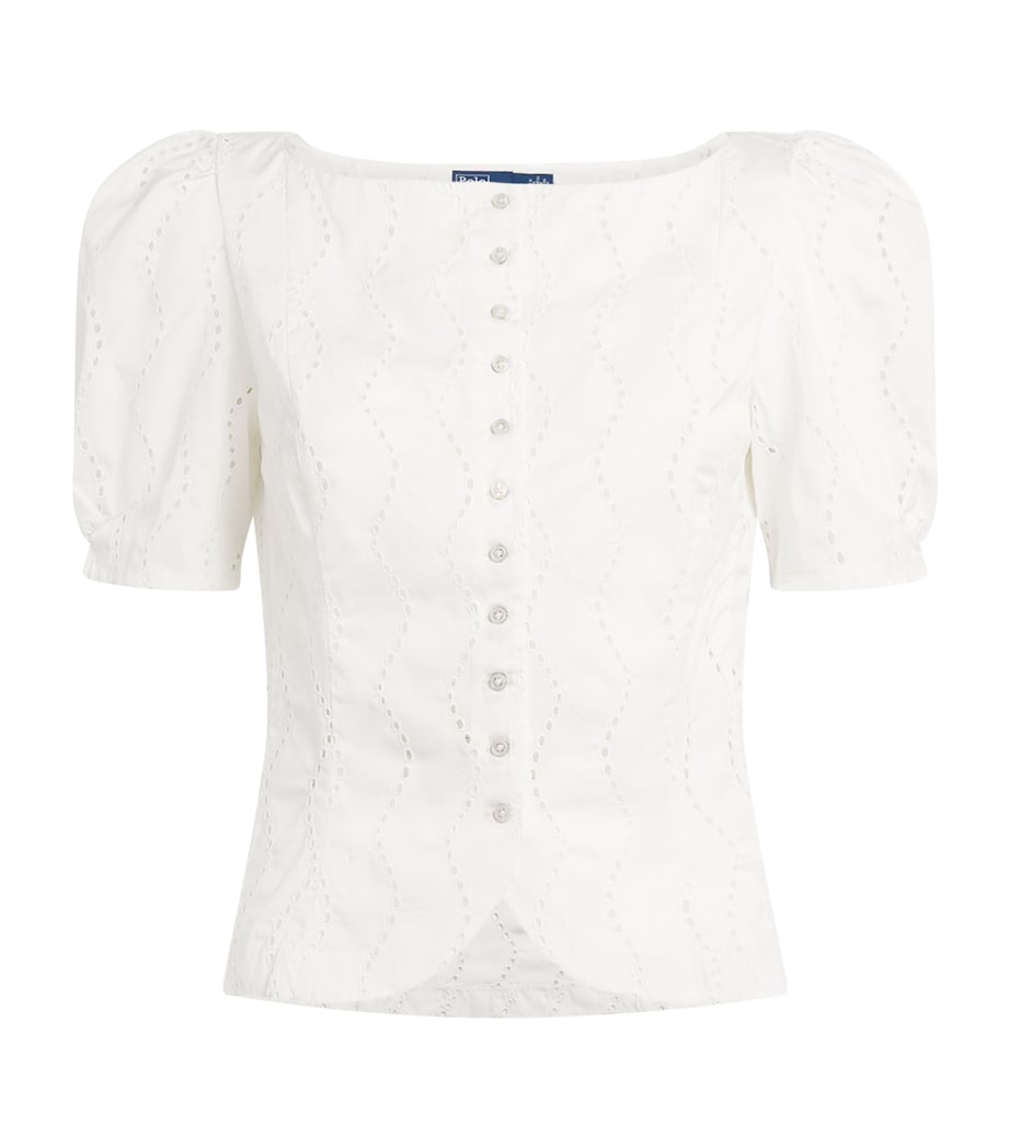 Polo Ralph Lauren Womens Cotton Eyelet Blouse White Image 1