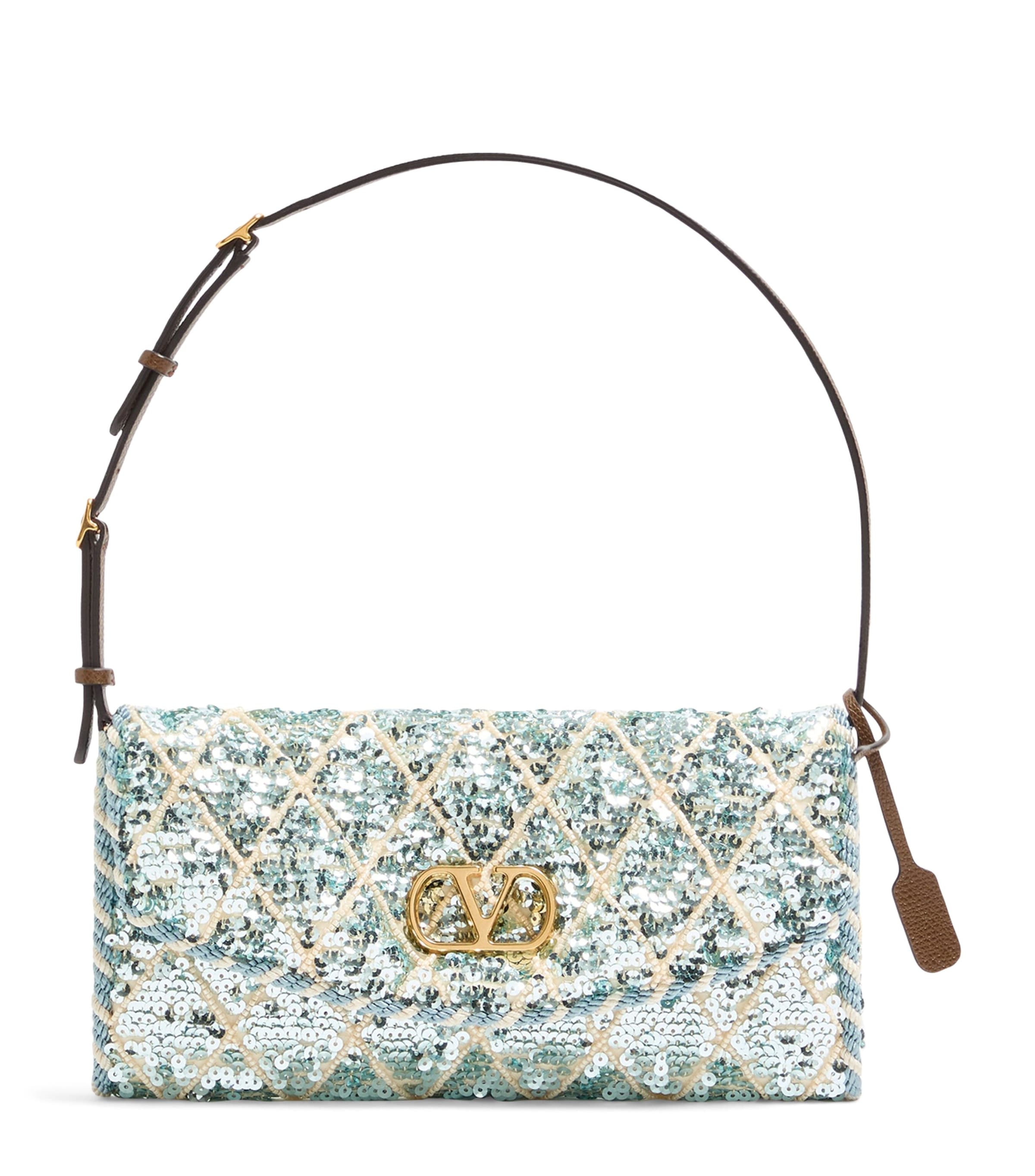 Valentino Garavani Sequinned DeVain Shoulder Bag Image 1