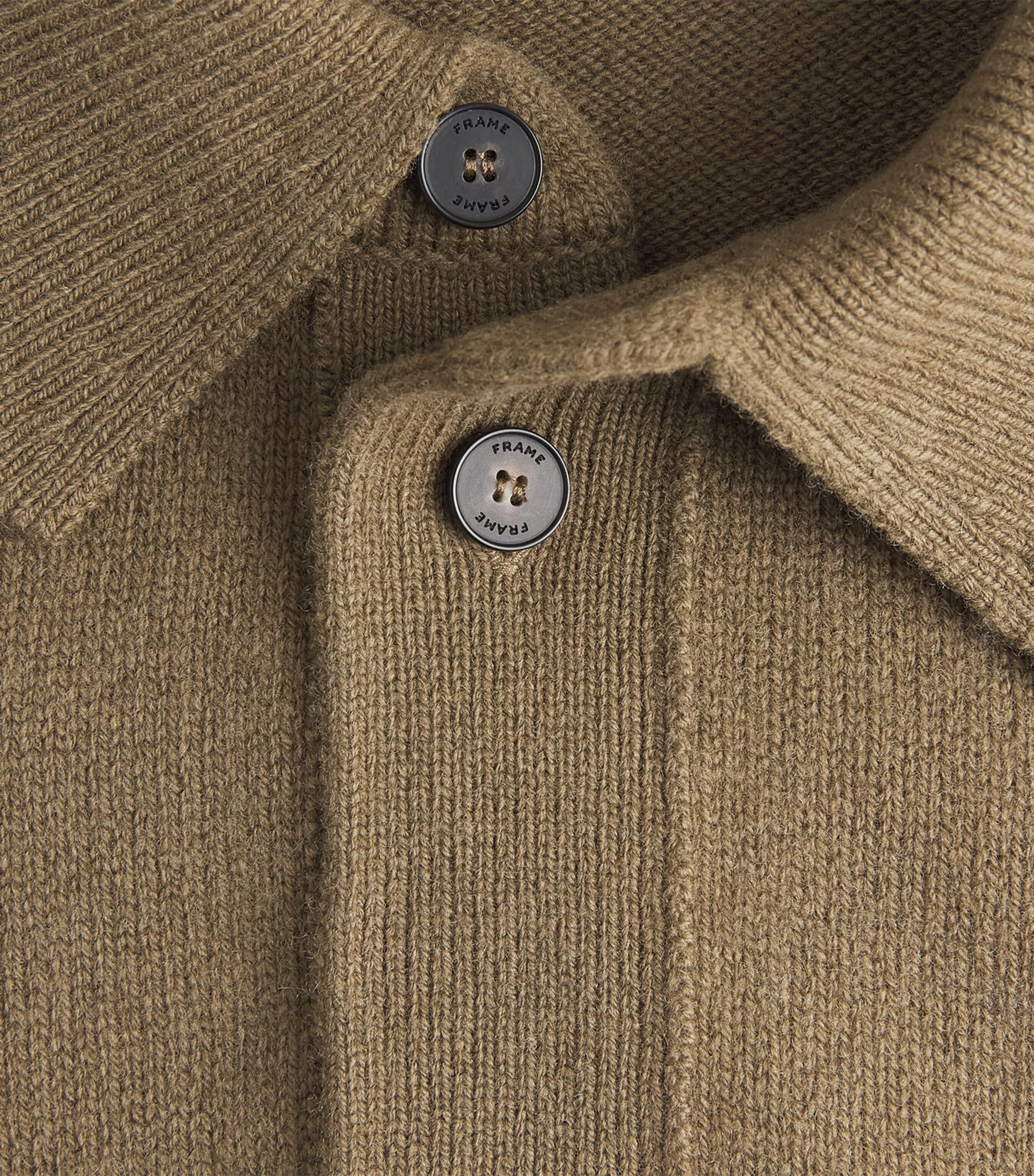 FRAME Mens Wool Collar Cardigan Brno Brown Olive Image 6