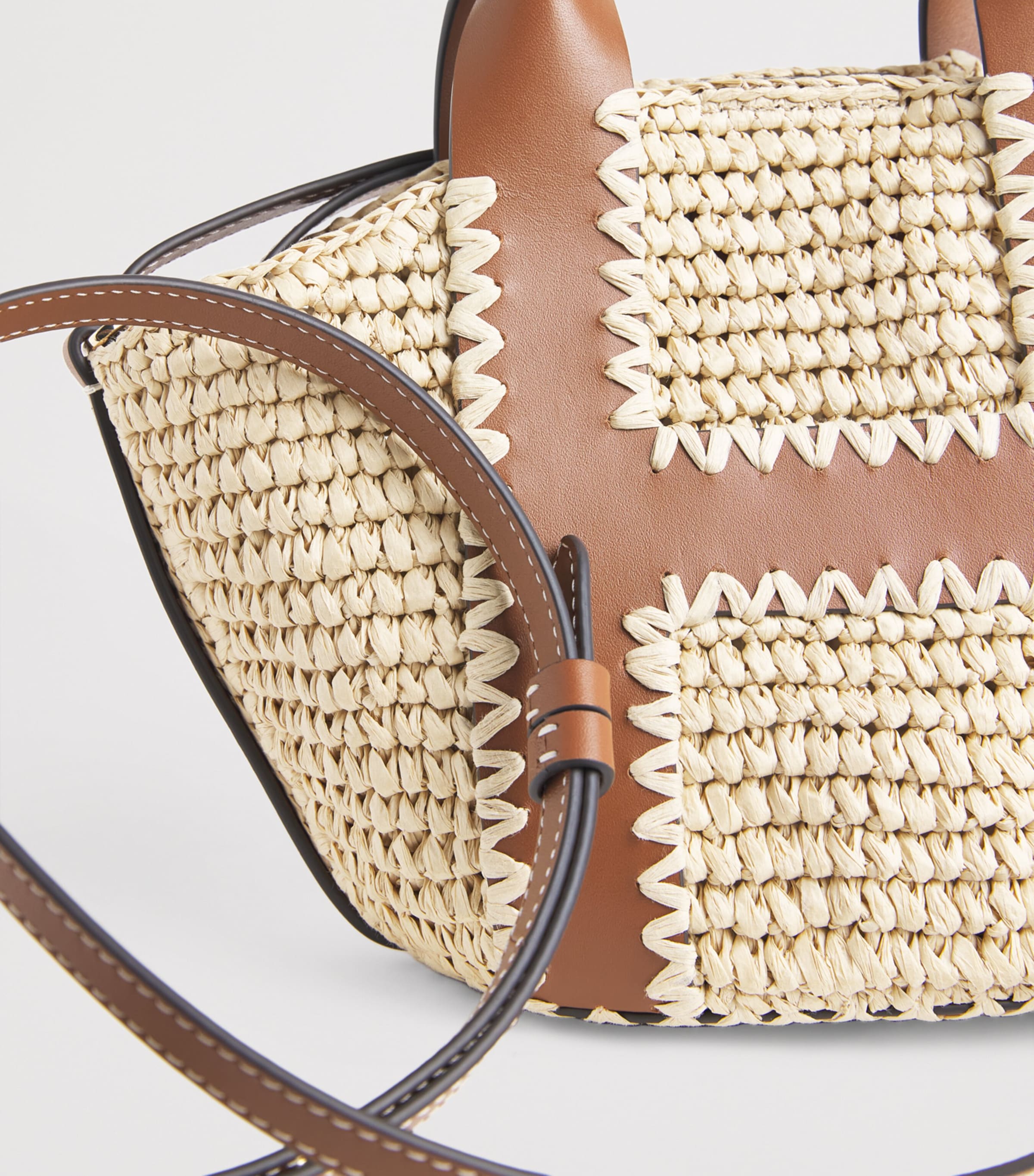 Harrods Small Raffia Tote Bag Neutral Image 5