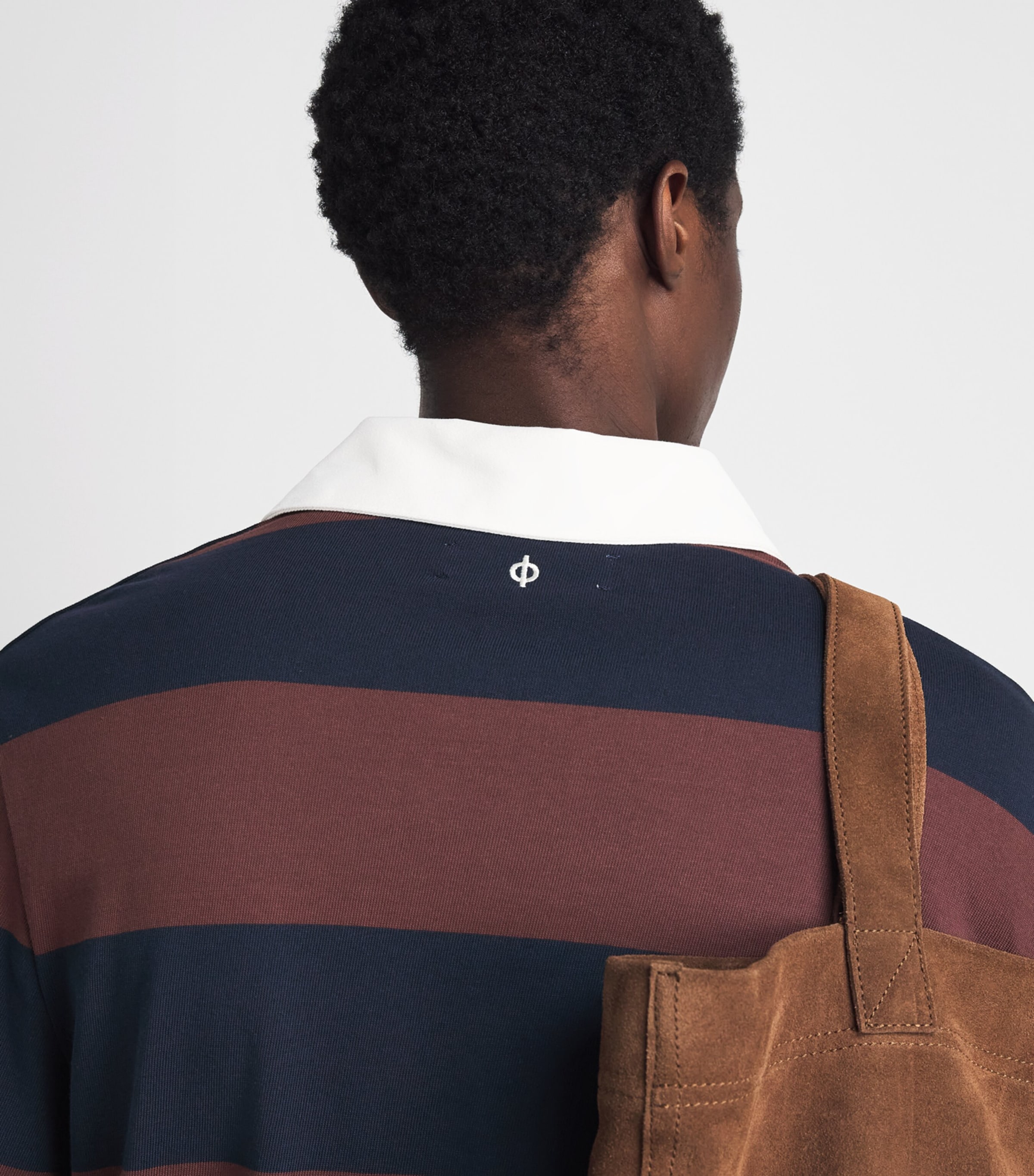 Samsøe Samsøe Mens Stripe Sakevin Rugby Sweatshirt Bitter Chocolate St. Image 3
