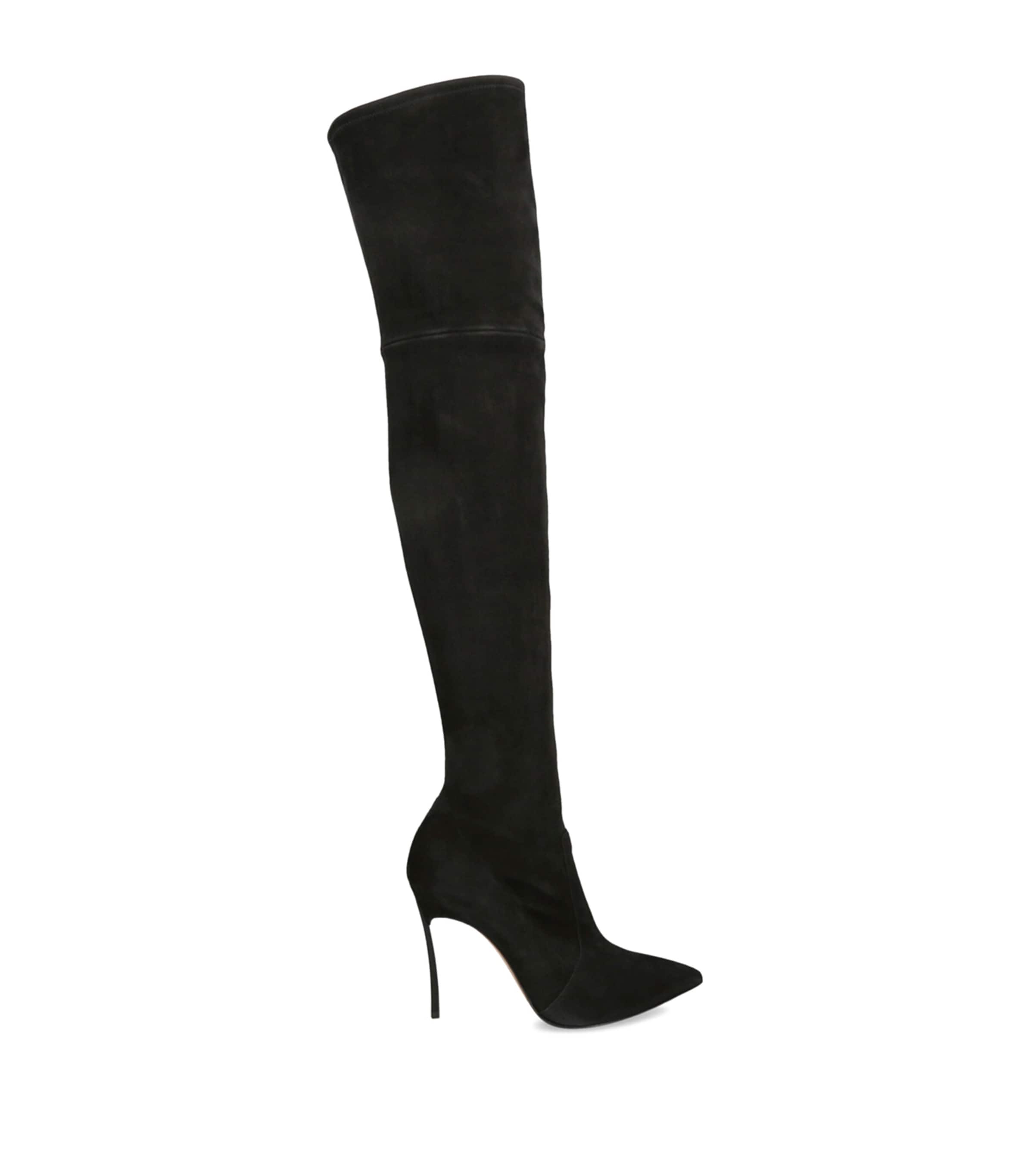 Casadei Suede Blade Over-the-knee Boots 100 In Black