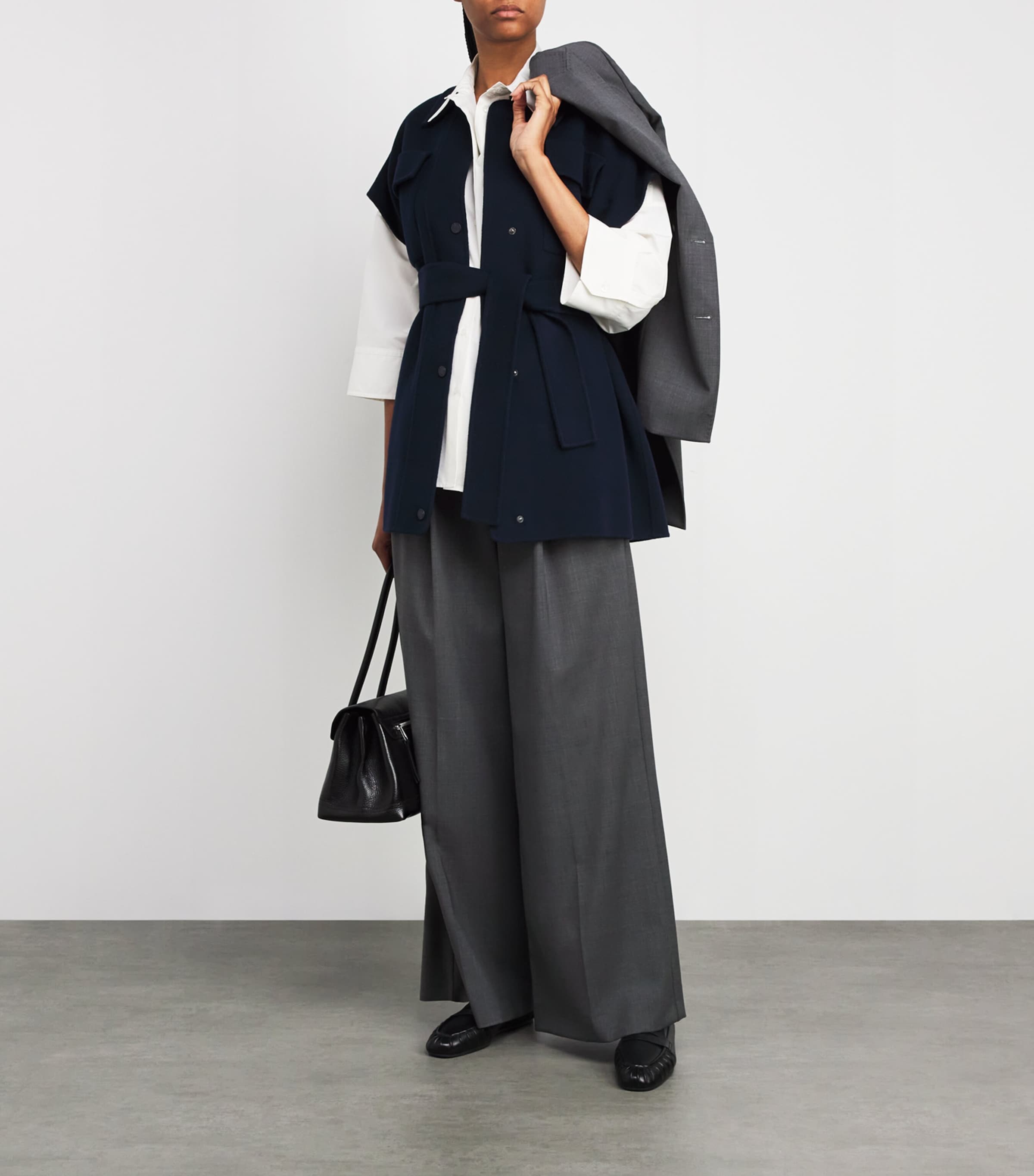 Virgin Wool Wide-Leg Tailored Trousers MEDIUM GREY Image 2