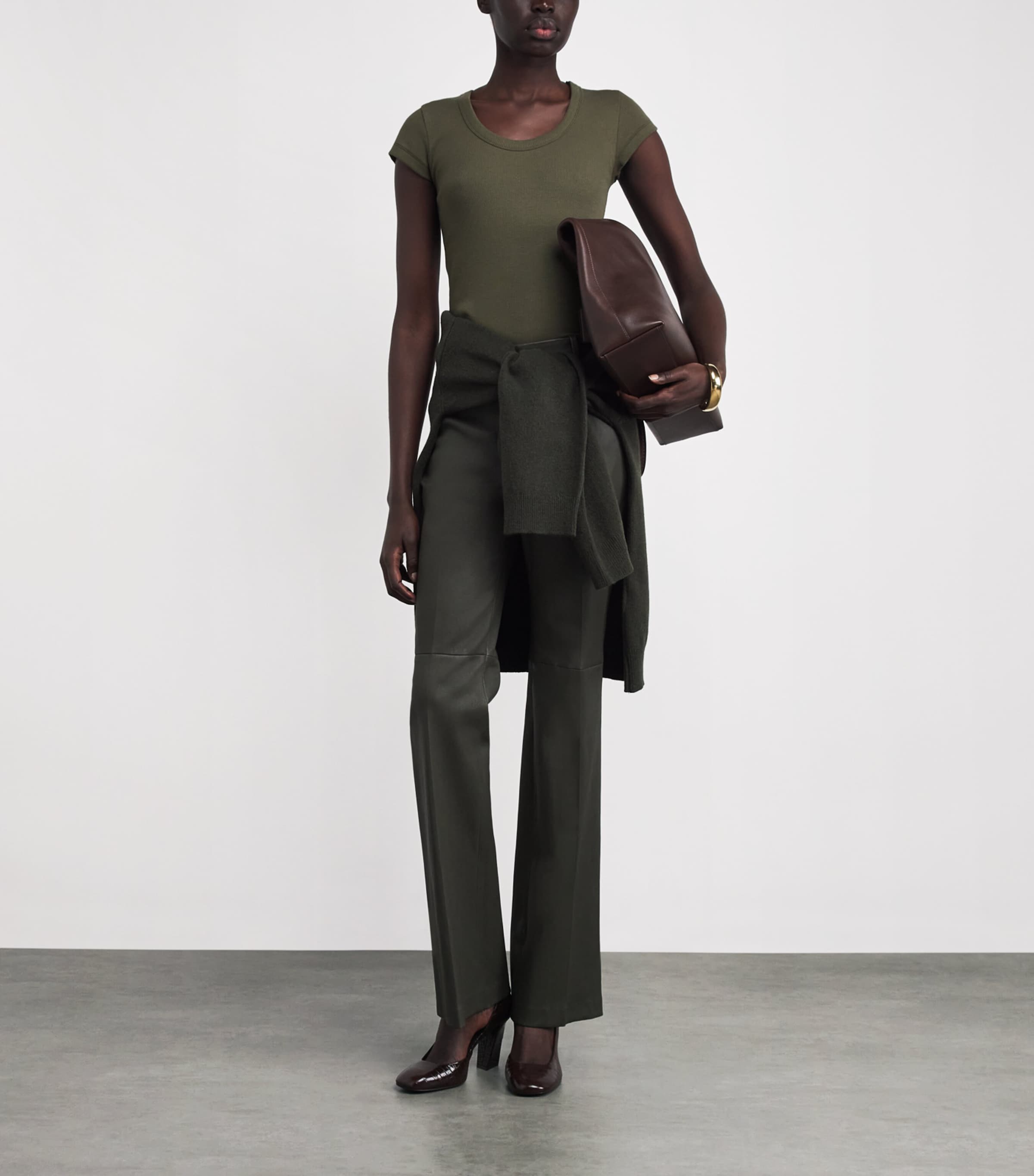 Stretch-Cotton Ribbed Saba Top PALM LEAF Image 2