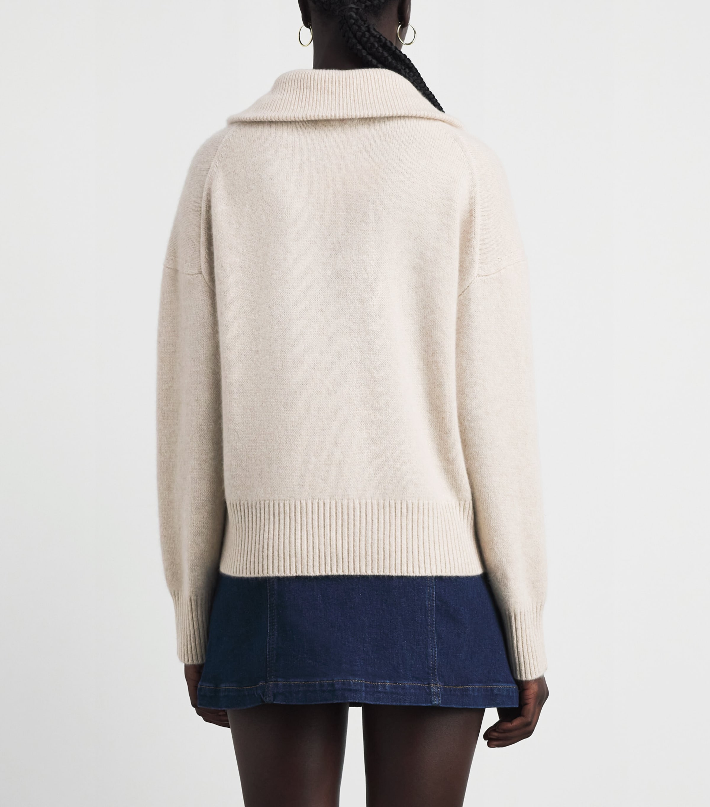 Maje Womens Cashmere-Blend Quarter-Zip Sweater Beige Image 5