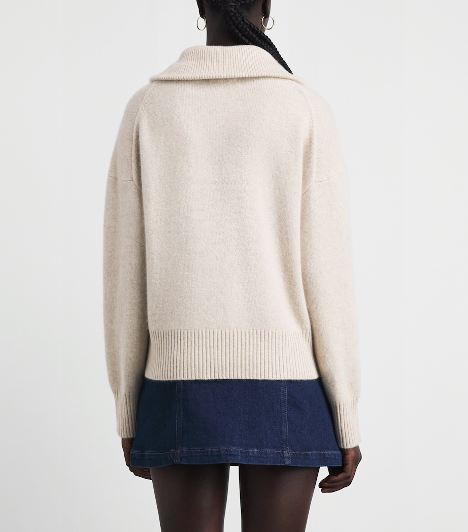 Maje Womens Cashmere-Blend Quarter-Zip Sweater Beige Image 5