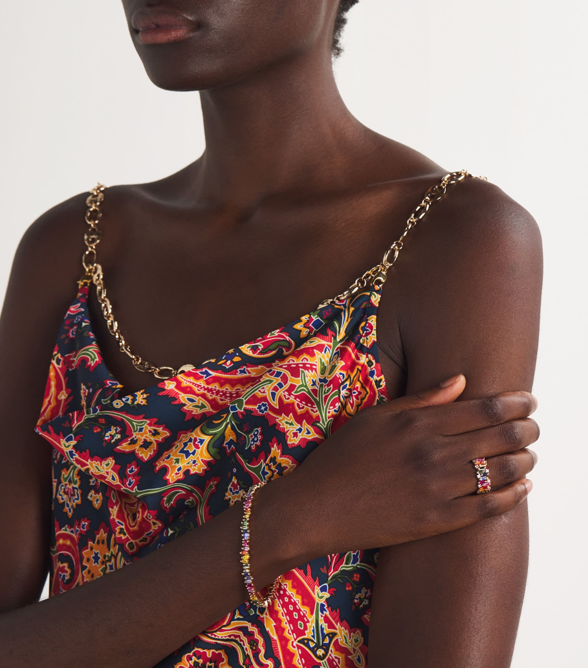 Rose Gold and Rainbow Sapphire Bold Tennis Bracelet 18K RG/RS Image 5