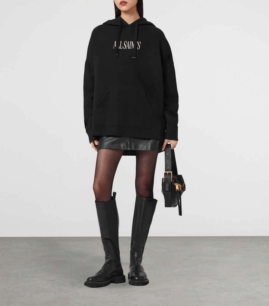 AllSaints Womens Organic Cotton Cora Etie Hoodie Black Image 7