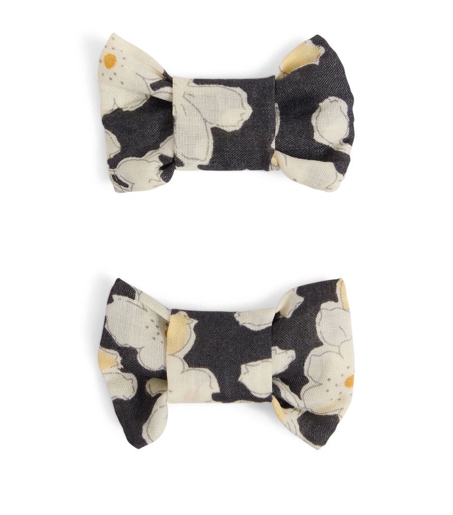 Cotton Floral Hair Clips FLEURS NOIR Image 1