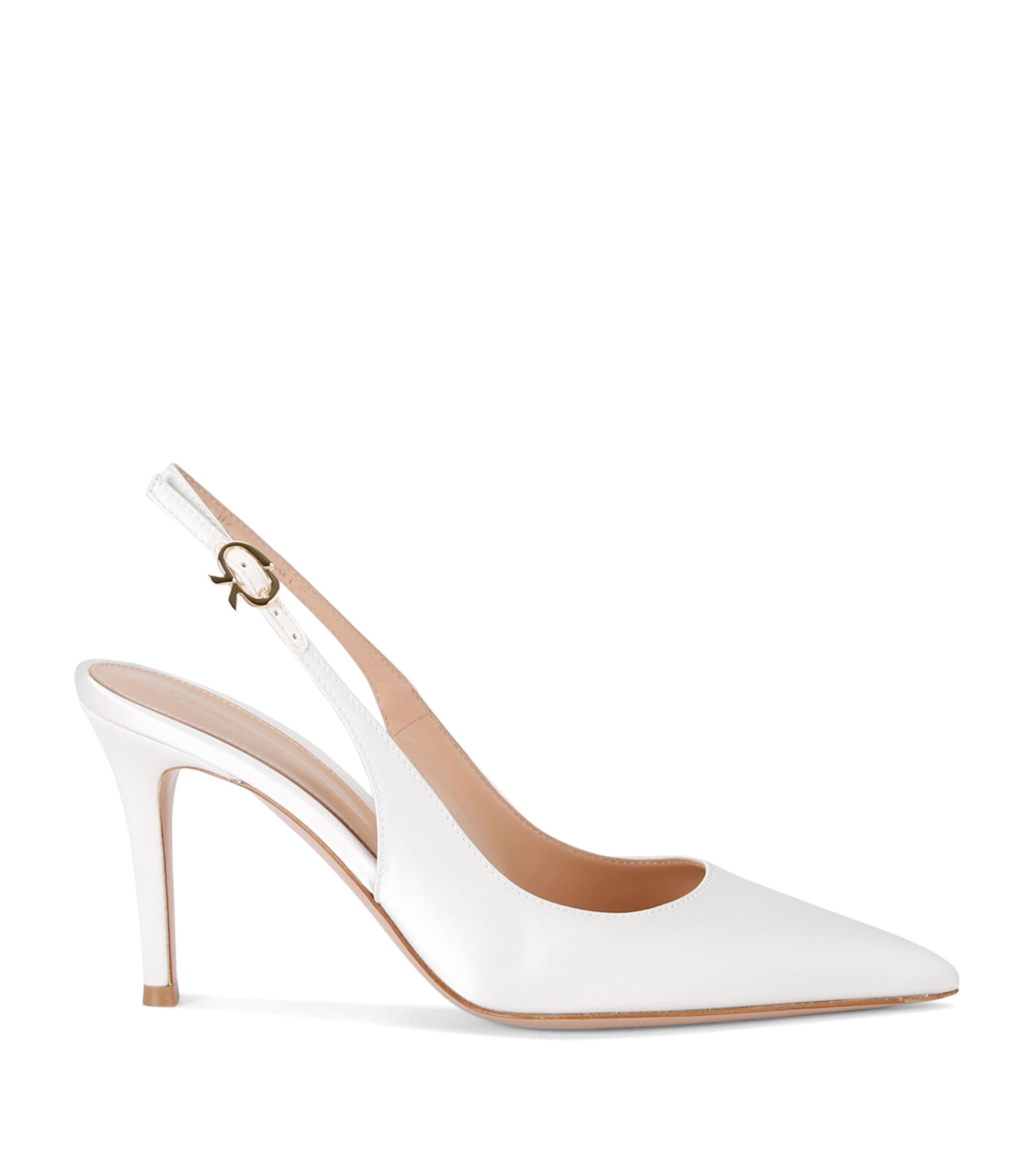 Gianvito Rossi Leather Ribbon Slingback Pumps 85 White Image 1