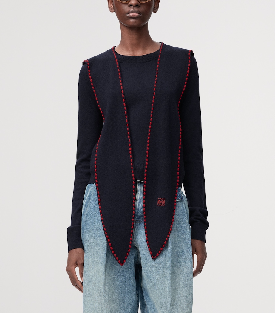 Wool-Blend Scarf Sweater NAVY/RED Image 3