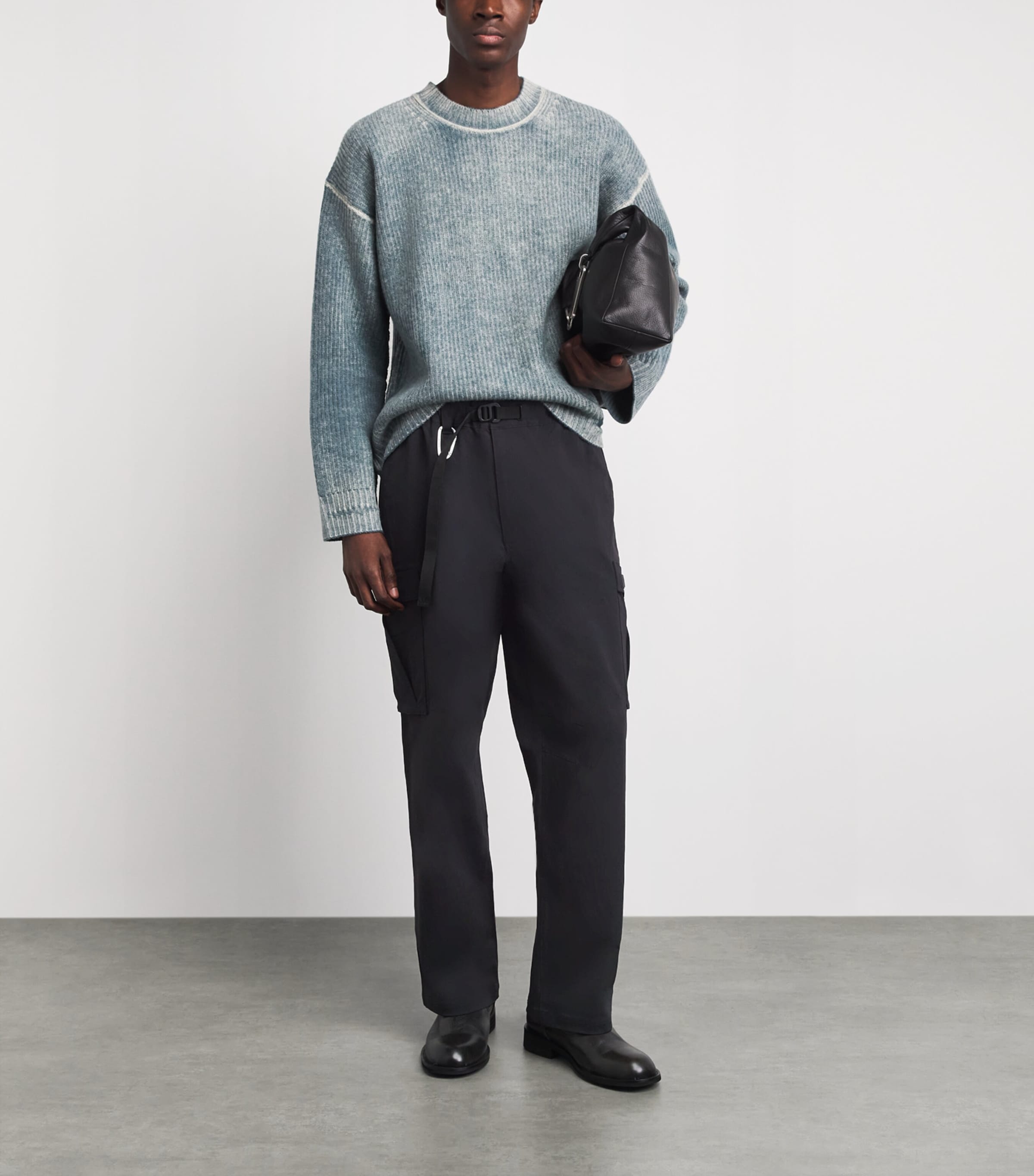 Represent Mens Functional Cargo Trousers Black Image 2