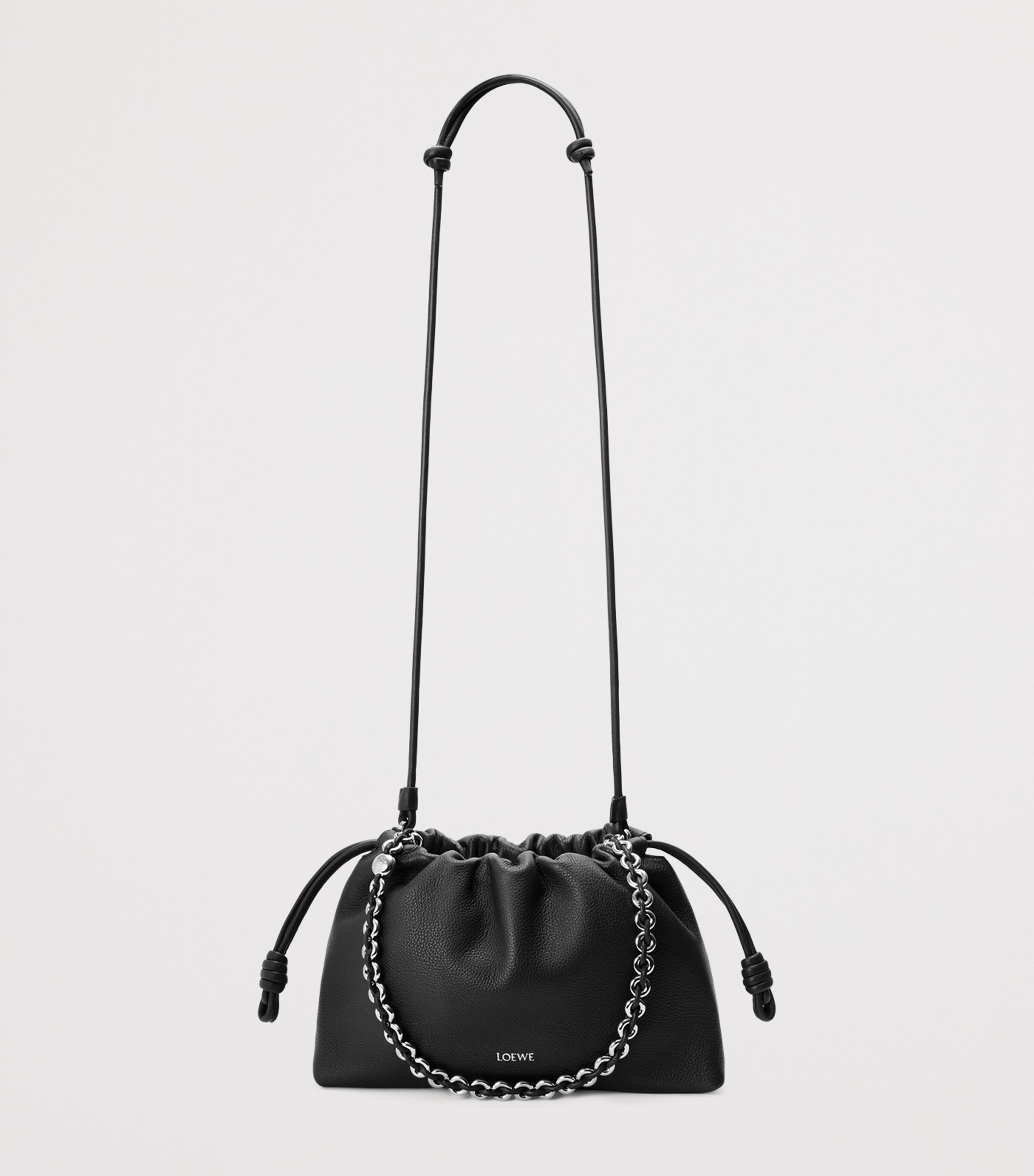 Medium Leather Flamenco Shoulder Bag BLACK Image 8