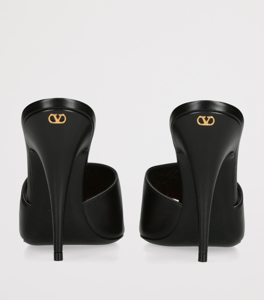 Valentino Garavani Leather Vipere Coeur Heeled Mules 105 Blk/other Image 2