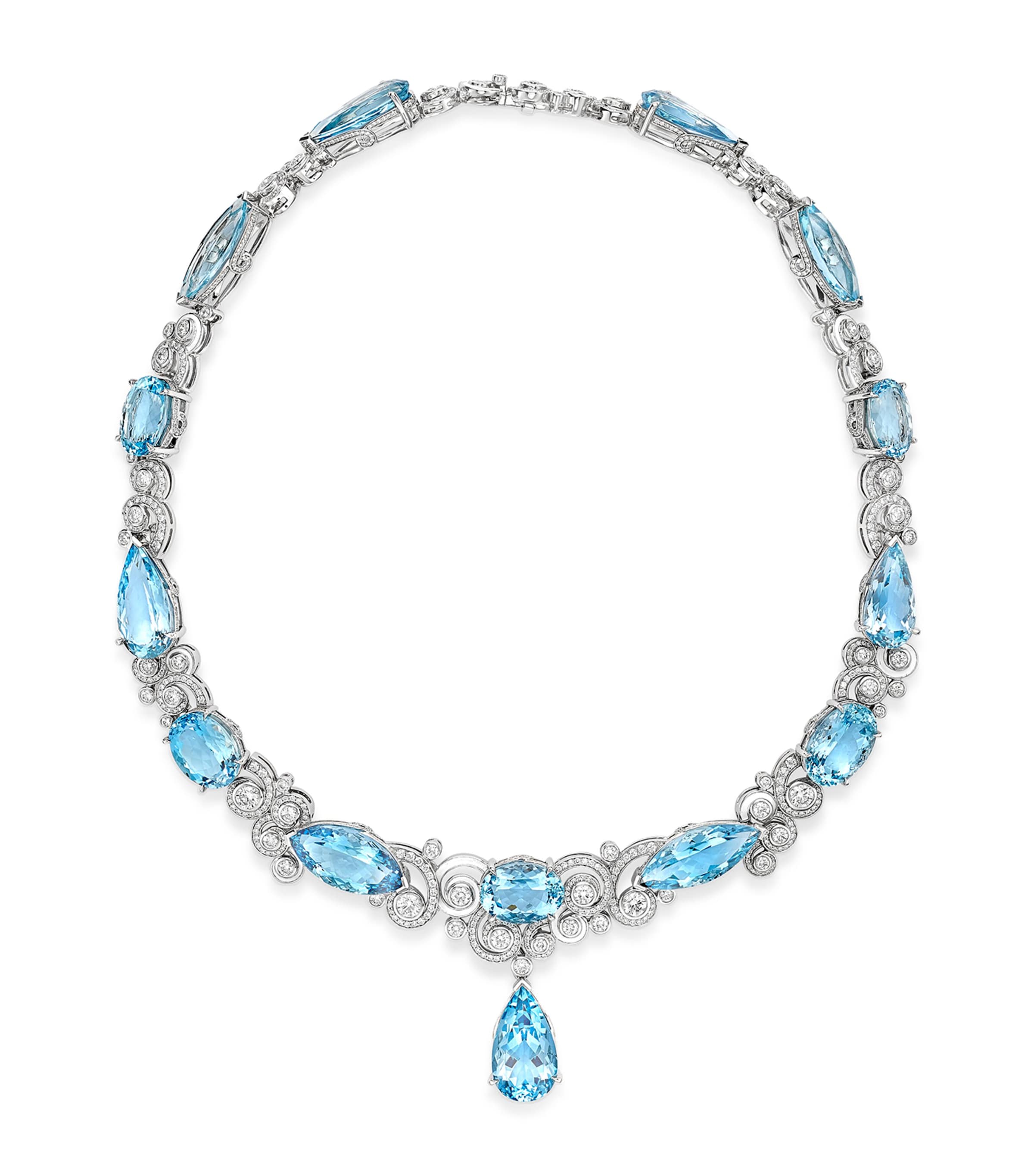 Boodles Platinum, Diamond and Aquamarine A Family Journey Geneva Necklace Platinum Image 1