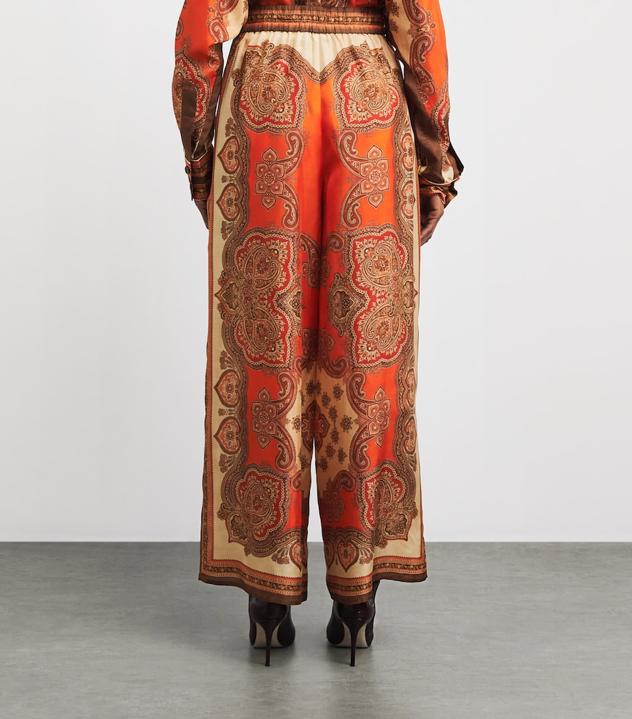 Zimmermann Womens Silk Mahon Wide-Leg Trousers Tangerine Paisley Image 5