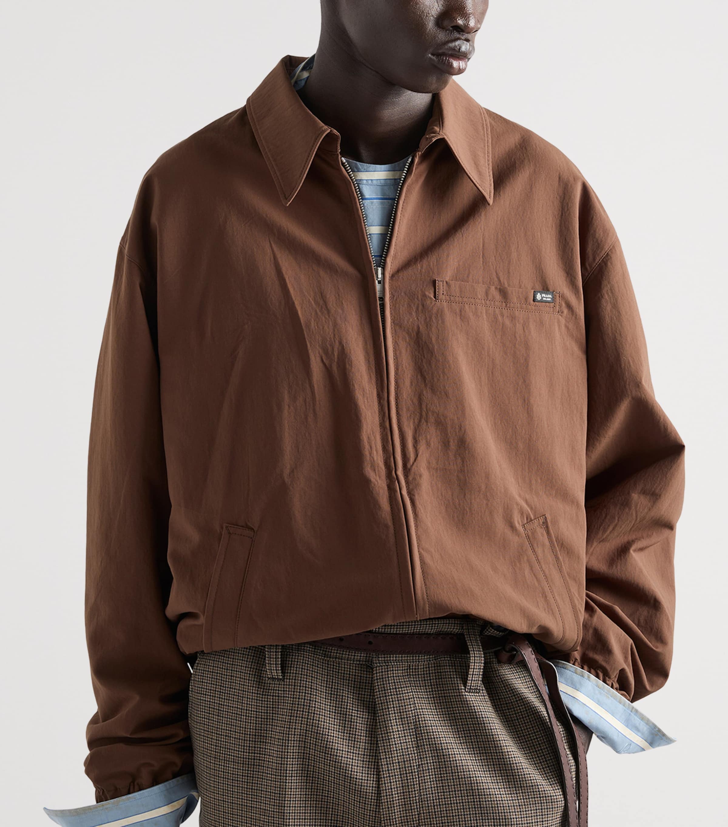 Prada Mens Technical Shirt Jacket Brown Image 3