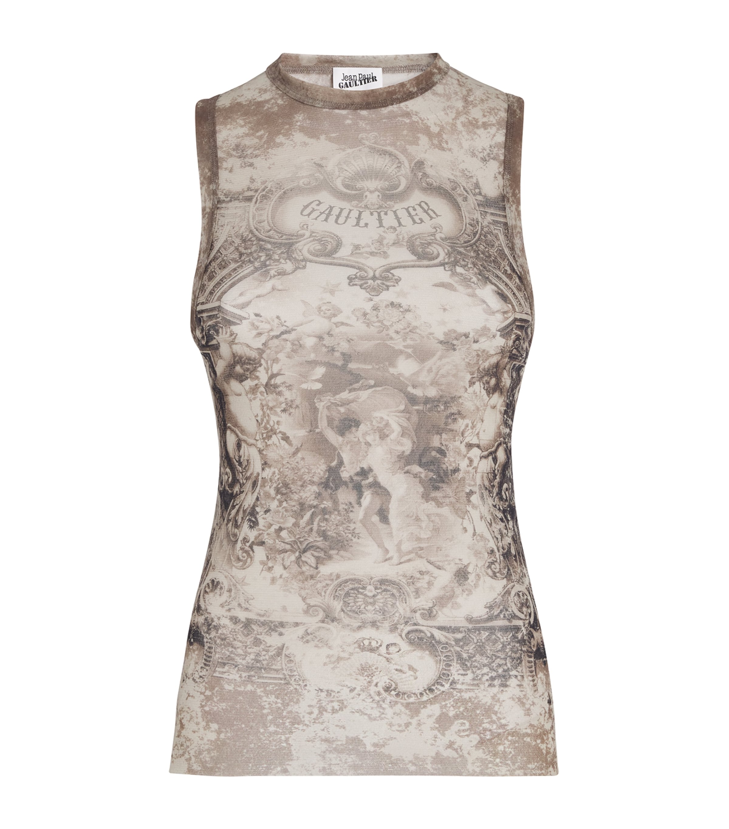 トップス Jean Paul Gaultier HOMME Lace tank top Jean Paul Gaultier Beige Mesh Medallion Print Tank Top