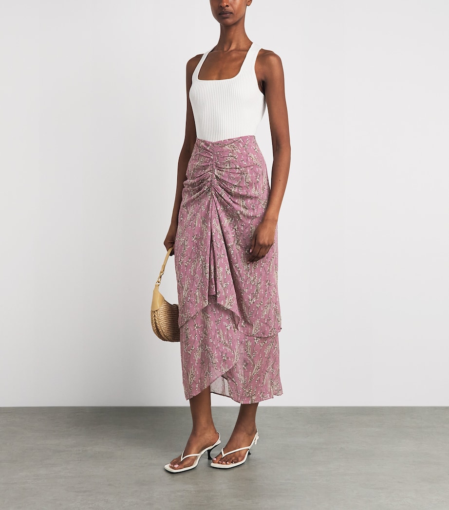 Veronica Beard Womens Chiffon Floral Sira Midi Skirt Hze Mlti Image 2