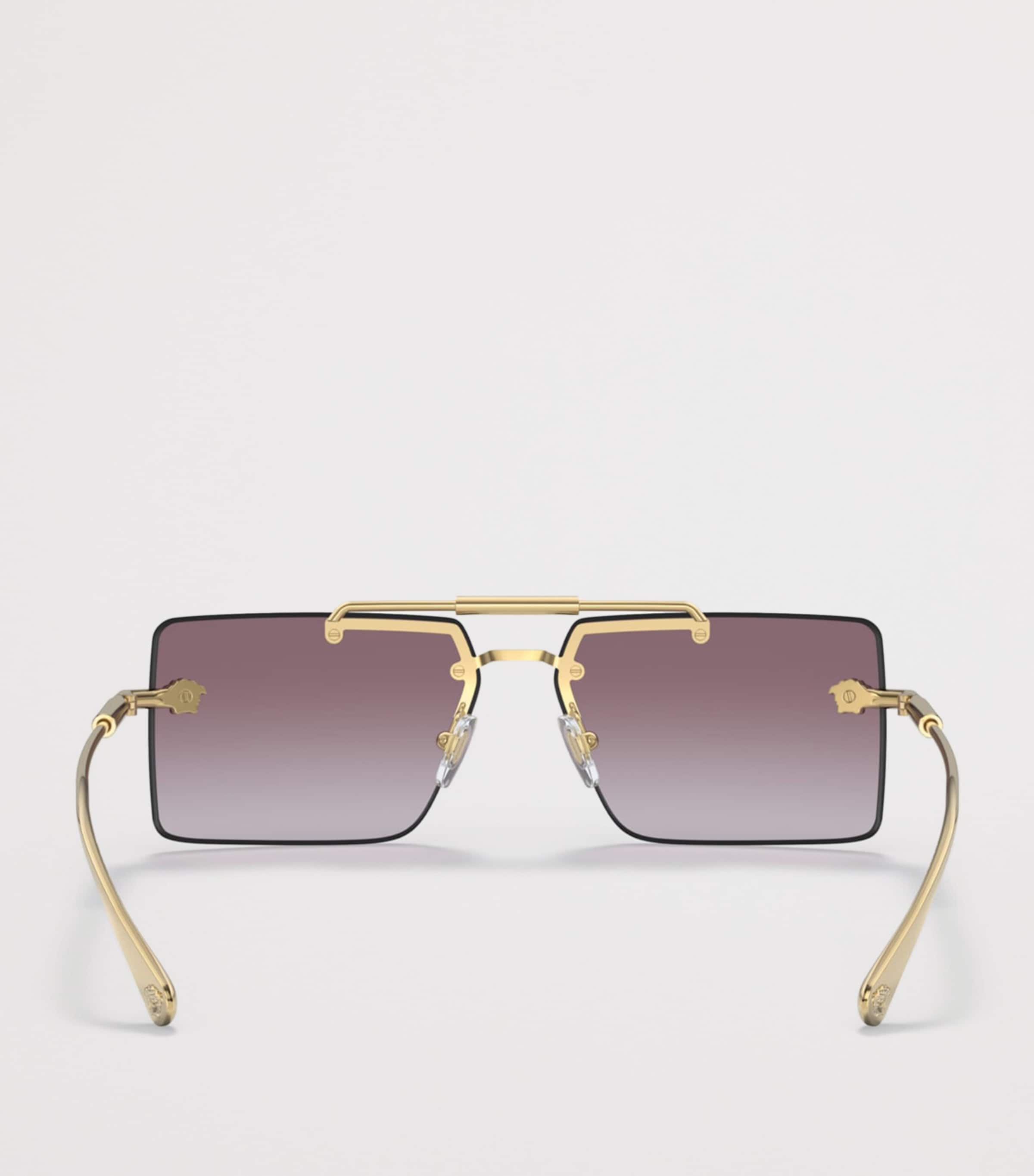 Versace Rimless Rectangle Sunglasses Gold Image 4