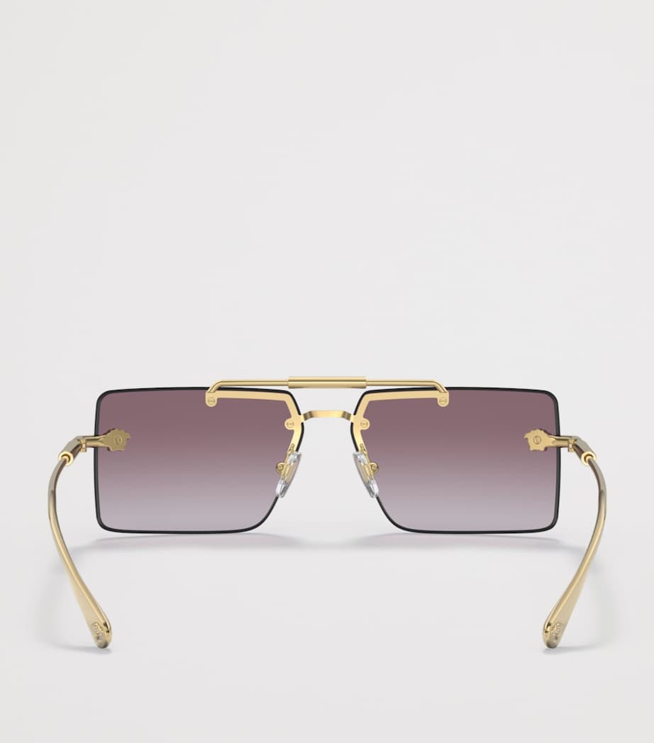 Versace Rimless Rectangle Sunglasses Gold Image 4