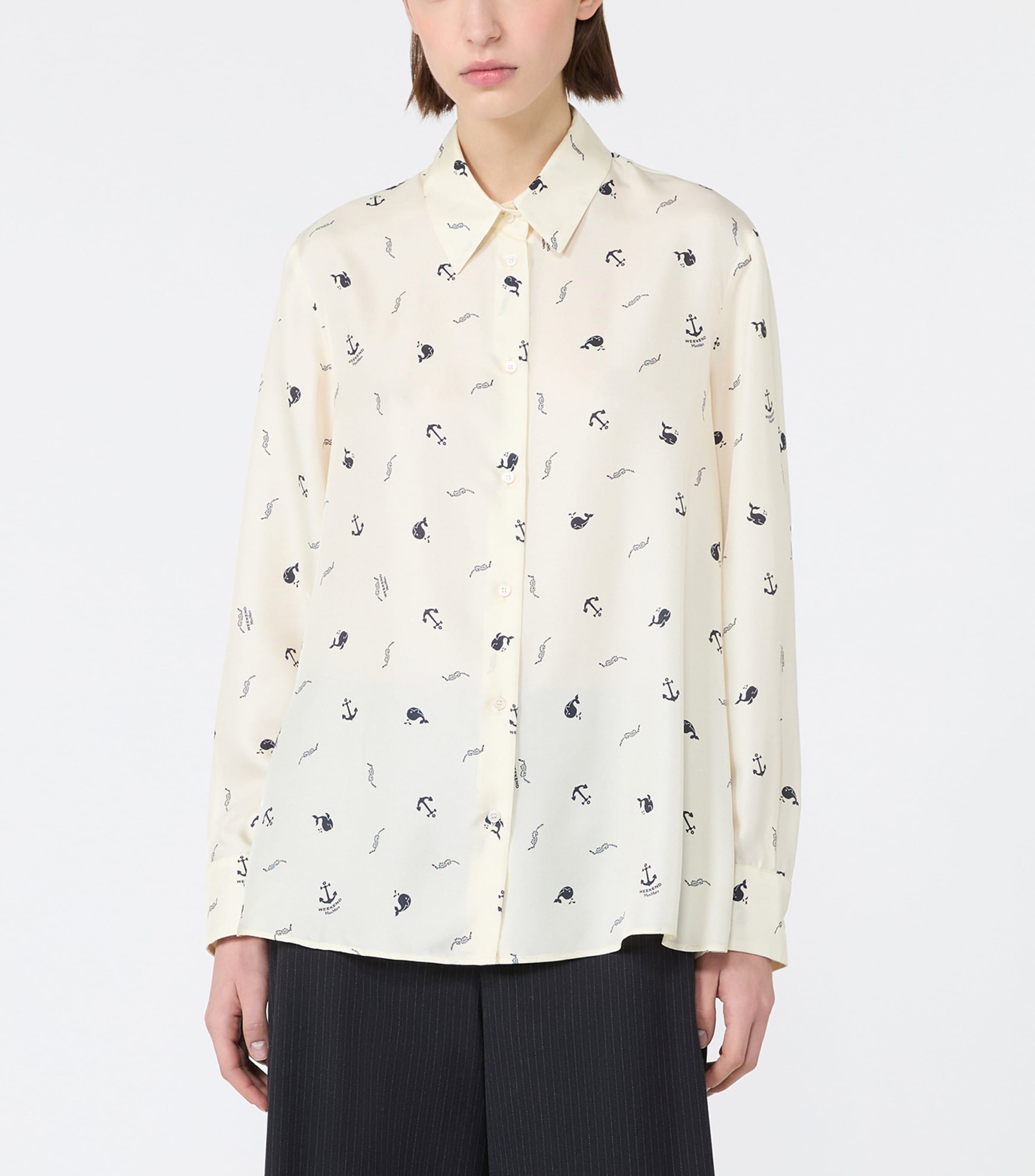 Weekend Max Mara Womens Silk Printed Shirt Ivory Image 3